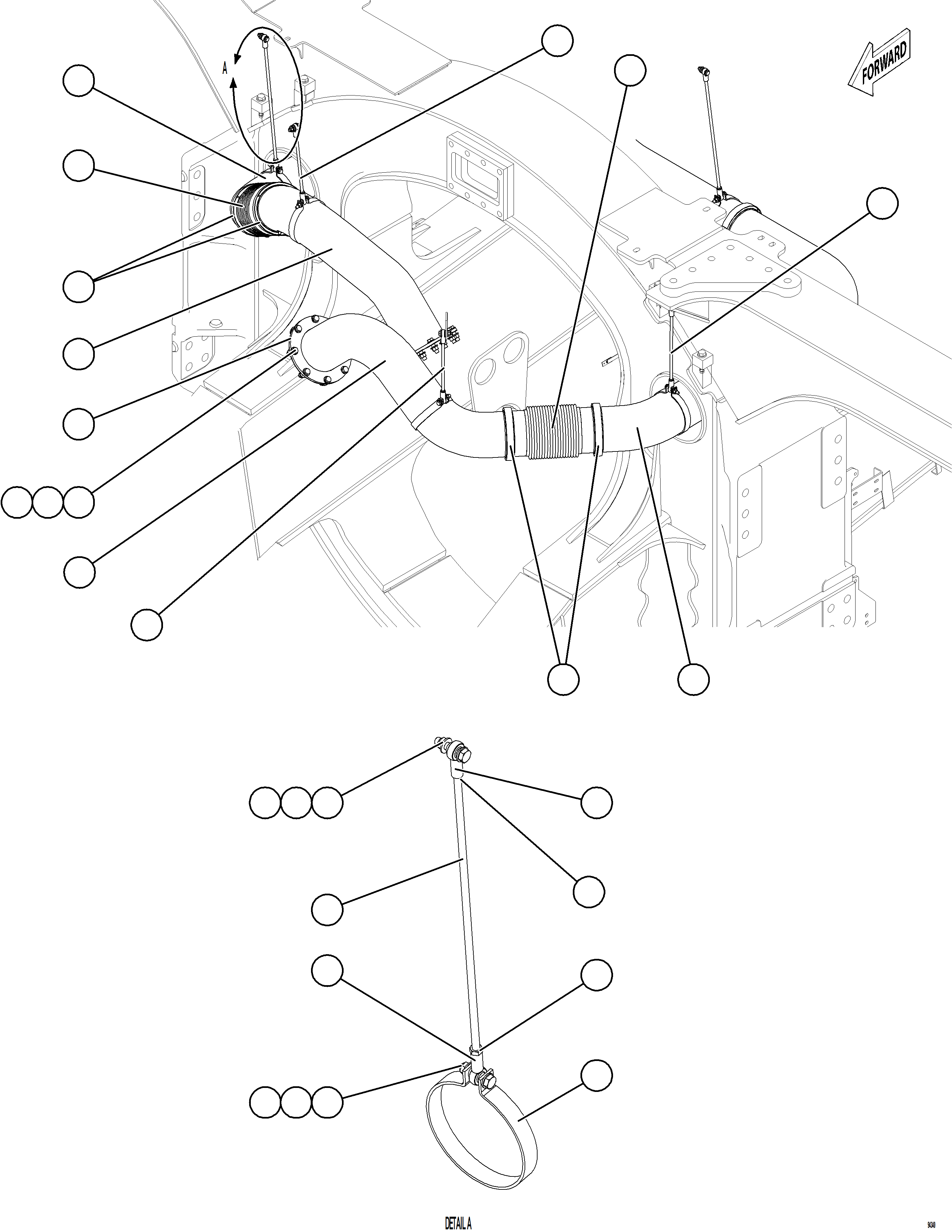 Dump Trucks Komatsu / AFE77-CD 830E-5 S/N A50246 - A50247  KCH(afe77-cd) / EXHAUST PIPING - FRONT(B-026 : 94340)