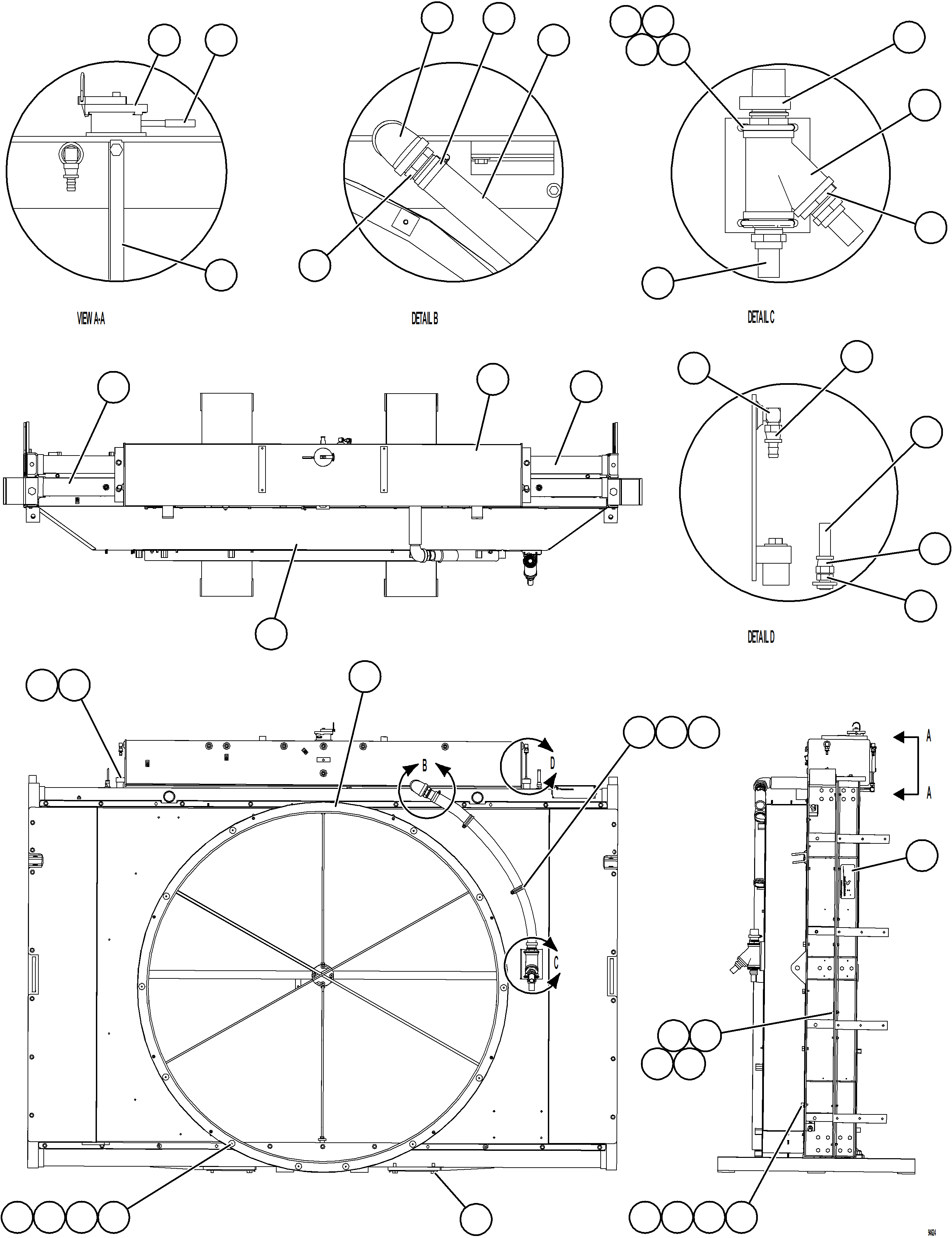 Komatsu parts book diagram for AFE77-CN 830E-5 S/N A50294 - A50295  SMS: RADIATOR & SHROUD ASSEMBLY