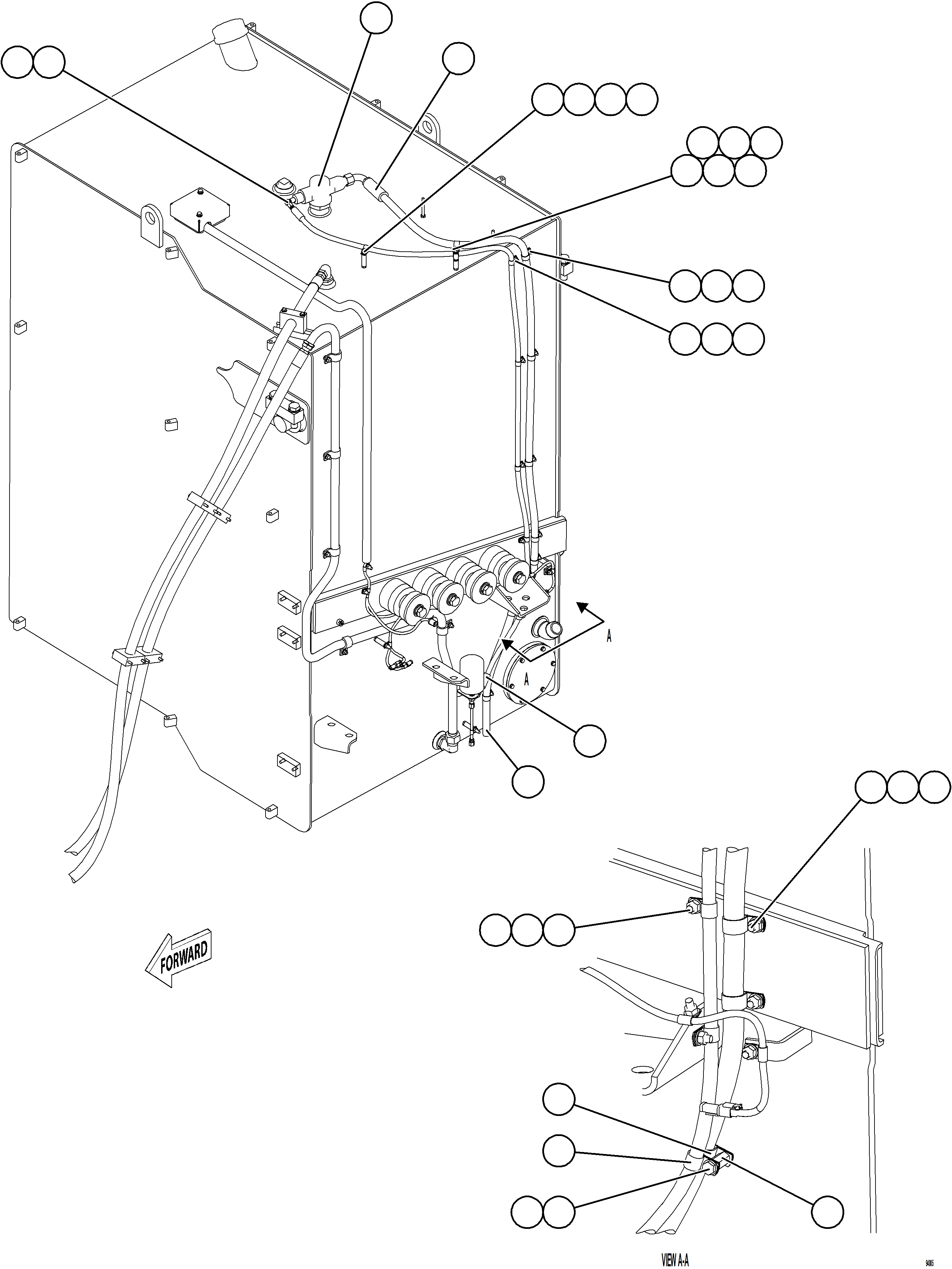 Komatsu parts book diagram for AFE77-CN 830E-5 S/N A50294 - A50295  SMS: FUEL SYSTEM PIPING    2/4