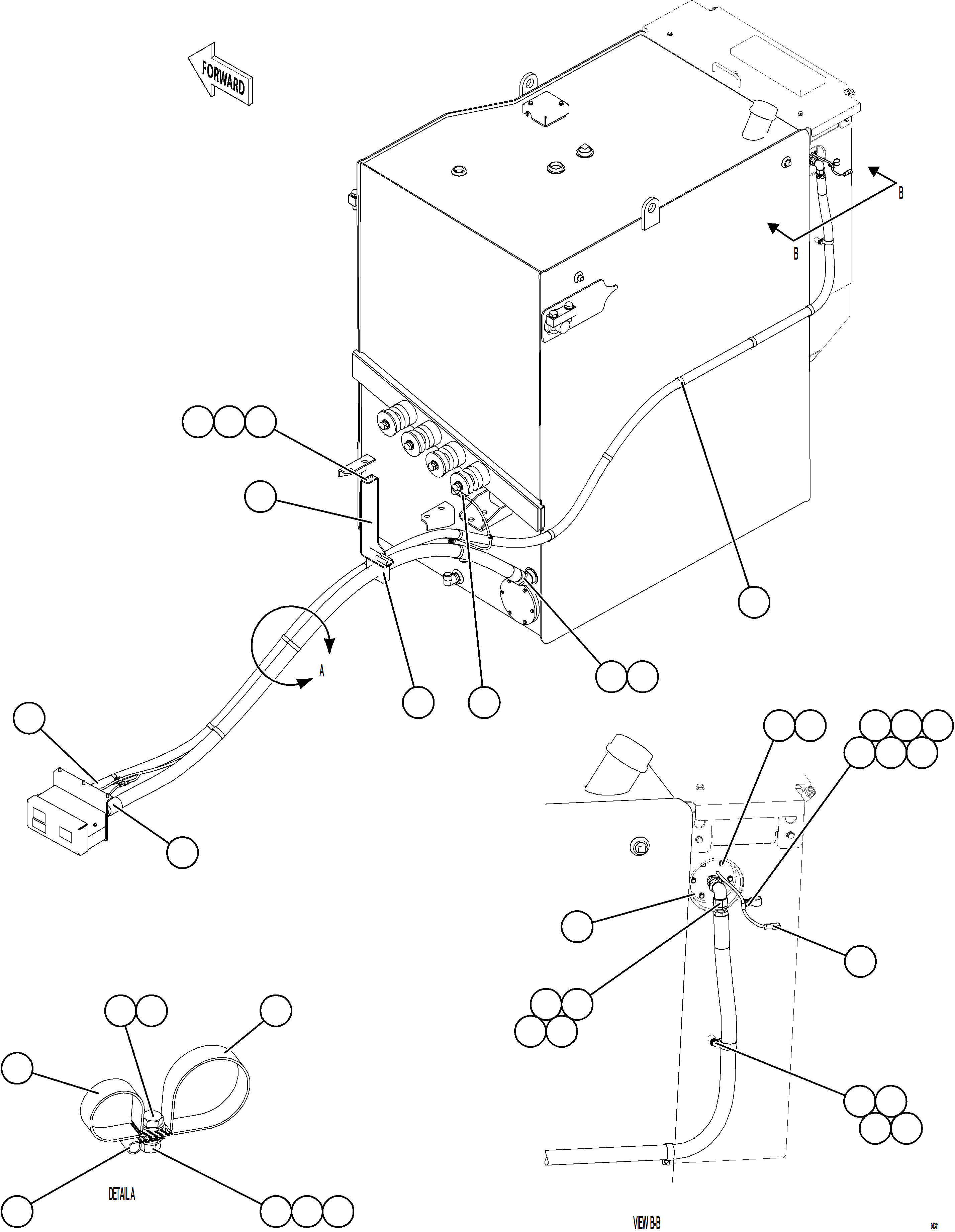 Komatsu parts book diagram for AFE77-CN 830E-5 S/N A50294 - A50295  SMS: FUEL TANK/DEF TANK REMOTE FILL - LH    1/2