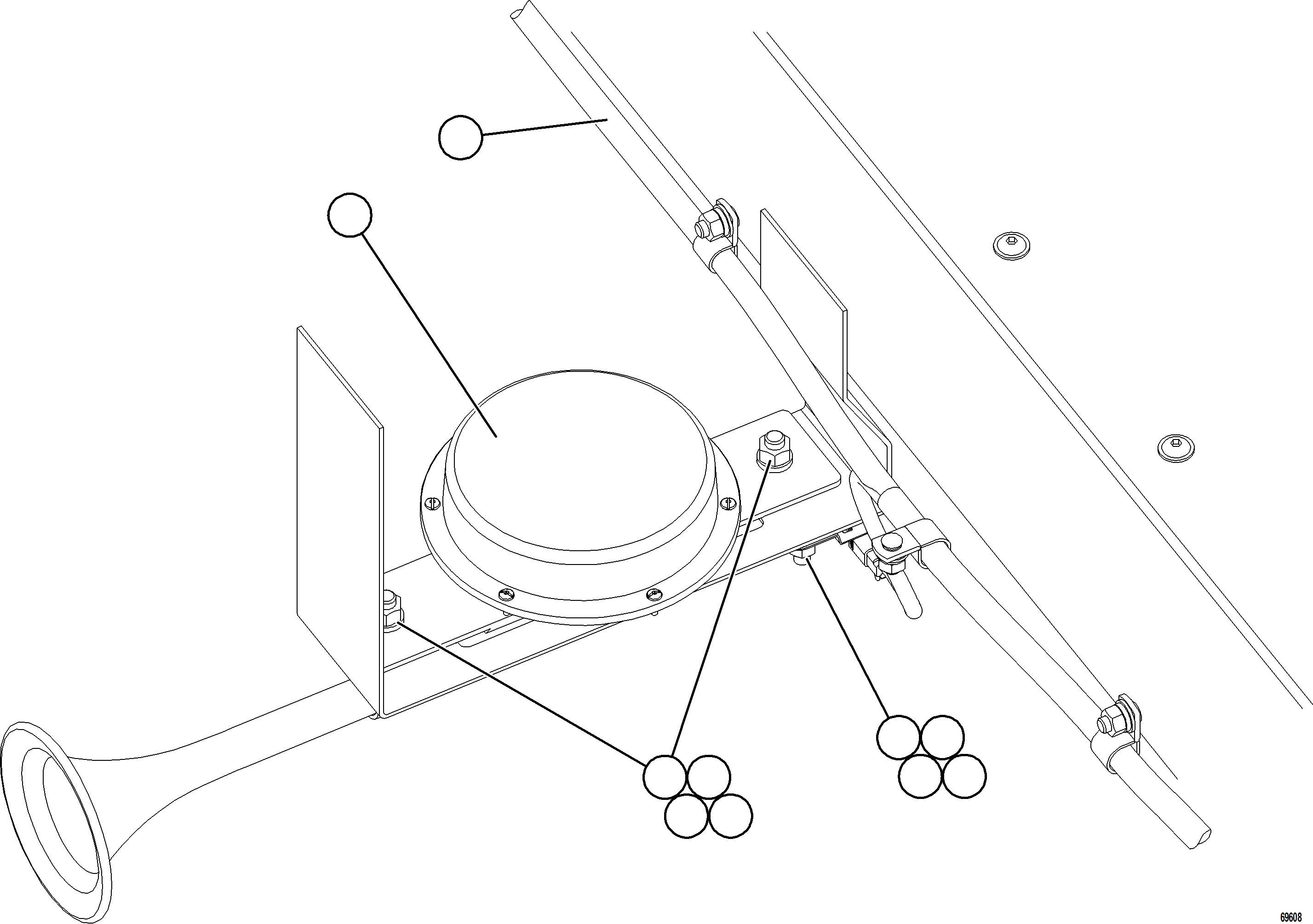 Komatsu parts book diagram for AFE77-CN 830E-5 S/N A50294 - A50295  SMS: HORN INSTALLATION