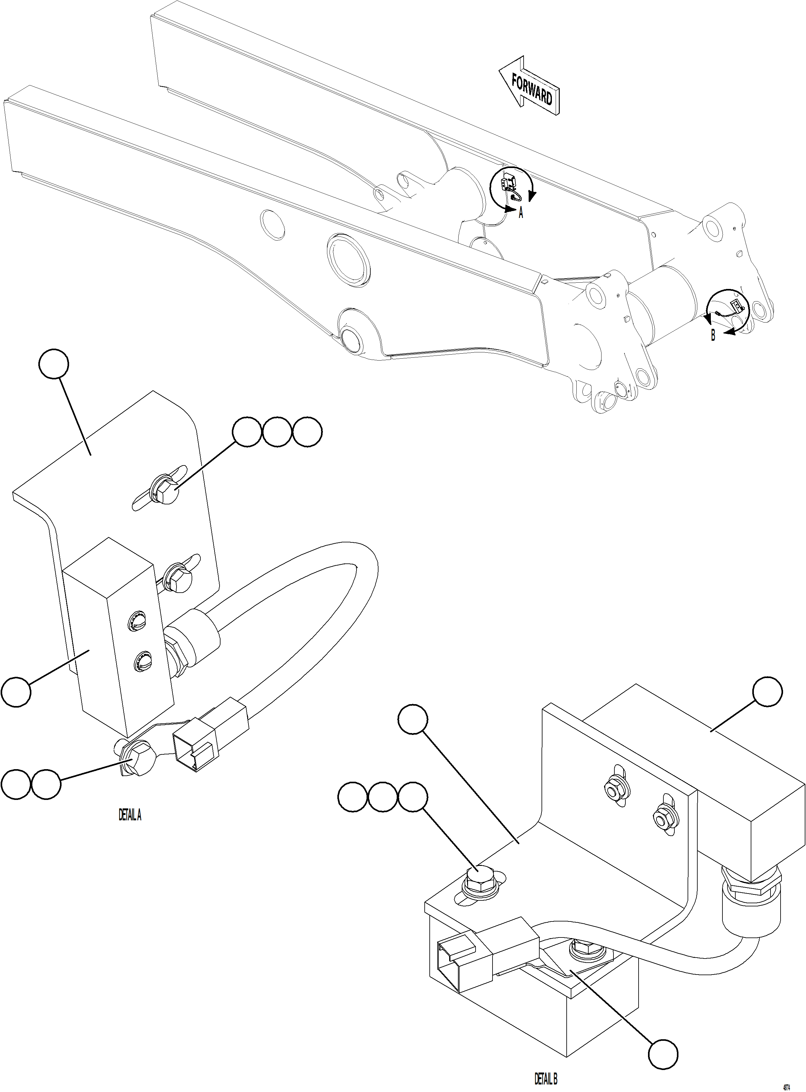 Komatsu parts book diagram for AFE77-CN 830E-5 S/N A50294 - A50295  SMS: BODY UP & HOIST LIMIT SWITCH INSTALLATION    1/2