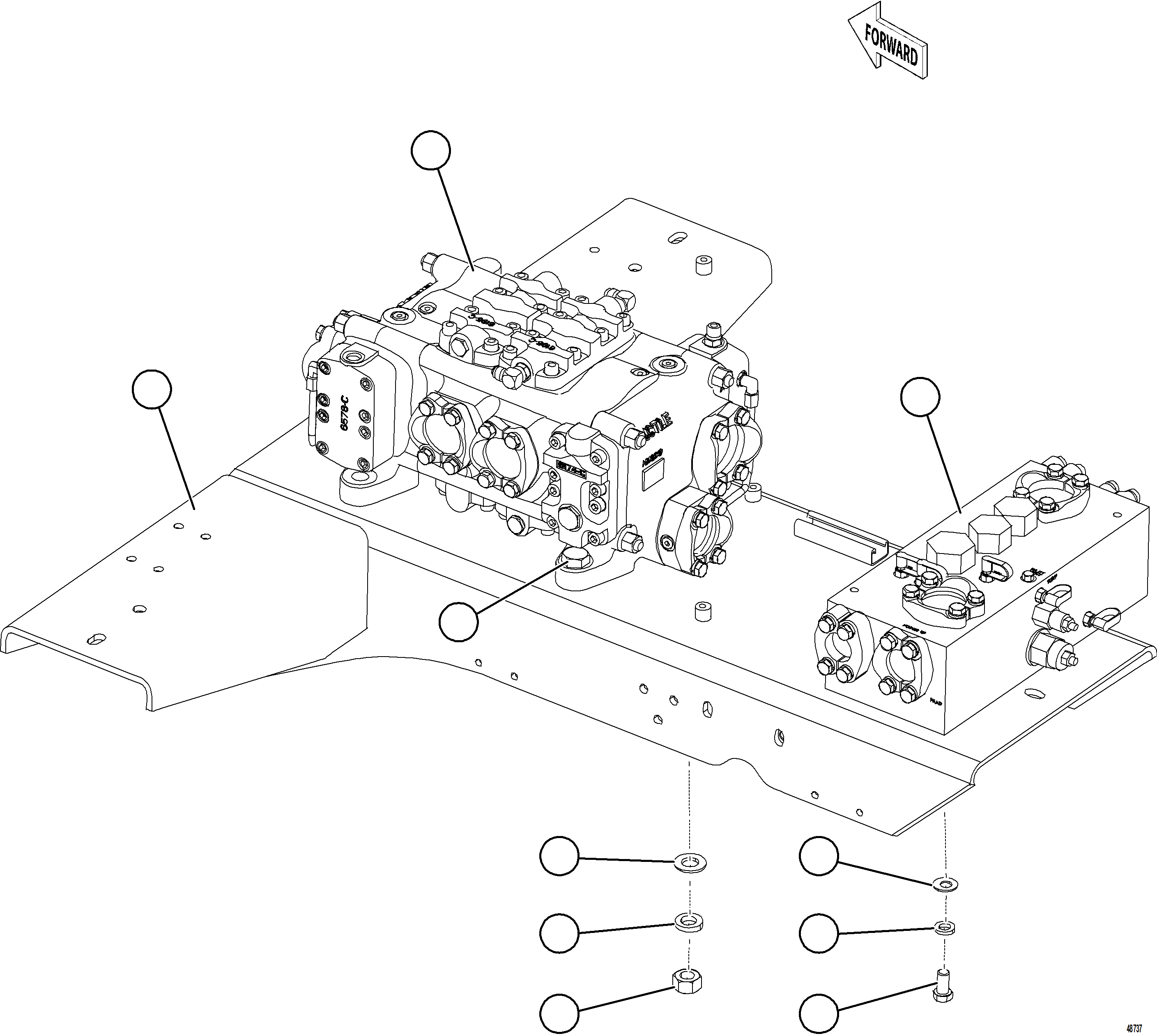 Komatsu parts book diagram for AFE77-CN 830E-5 S/N A50294 - A50295  SMS: HOIST VALVE & OVERCENTER VALVE INSTALLATION