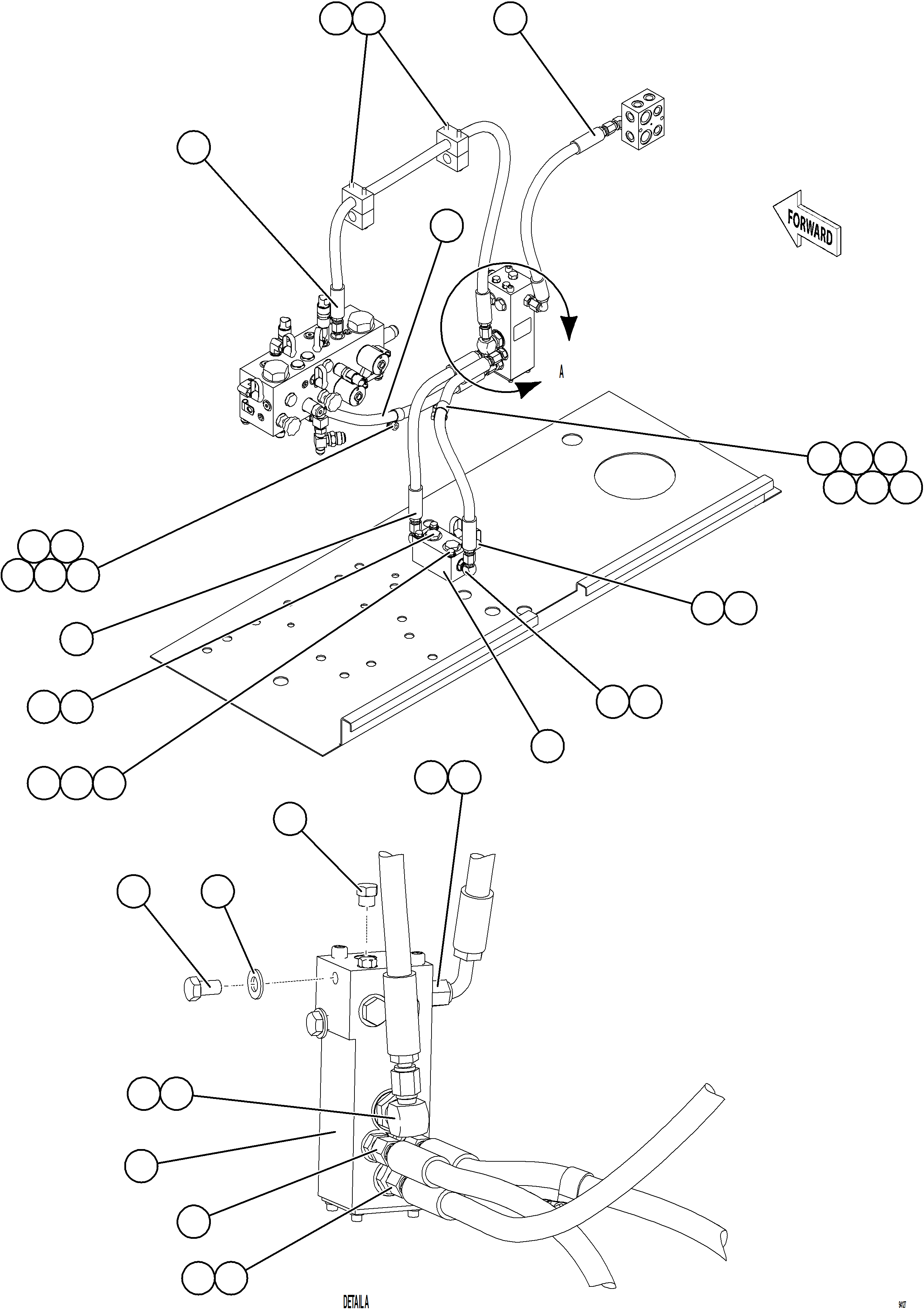 Komatsu parts book diagram for AFE77-CN 830E-5 S/N A50294 - A50295  SMS: HYDR BRAKE CBNT PIPING - DUAL RELAY VALVE    1/2