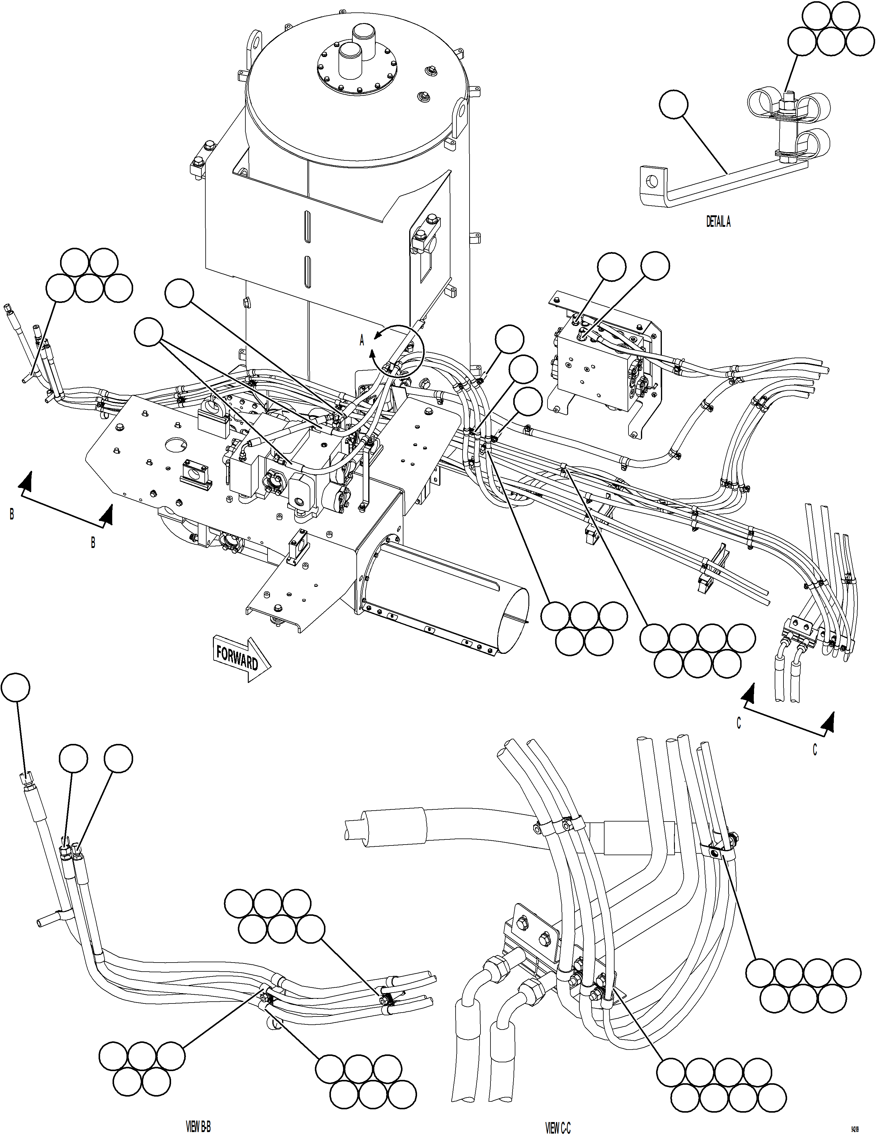 Komatsu parts book diagram for AFE77-CN 830E-5 S/N A50294 - A50295  SMS: HYDRAULIC BRAKE CABINET HOSE CLAMPING    4/4
