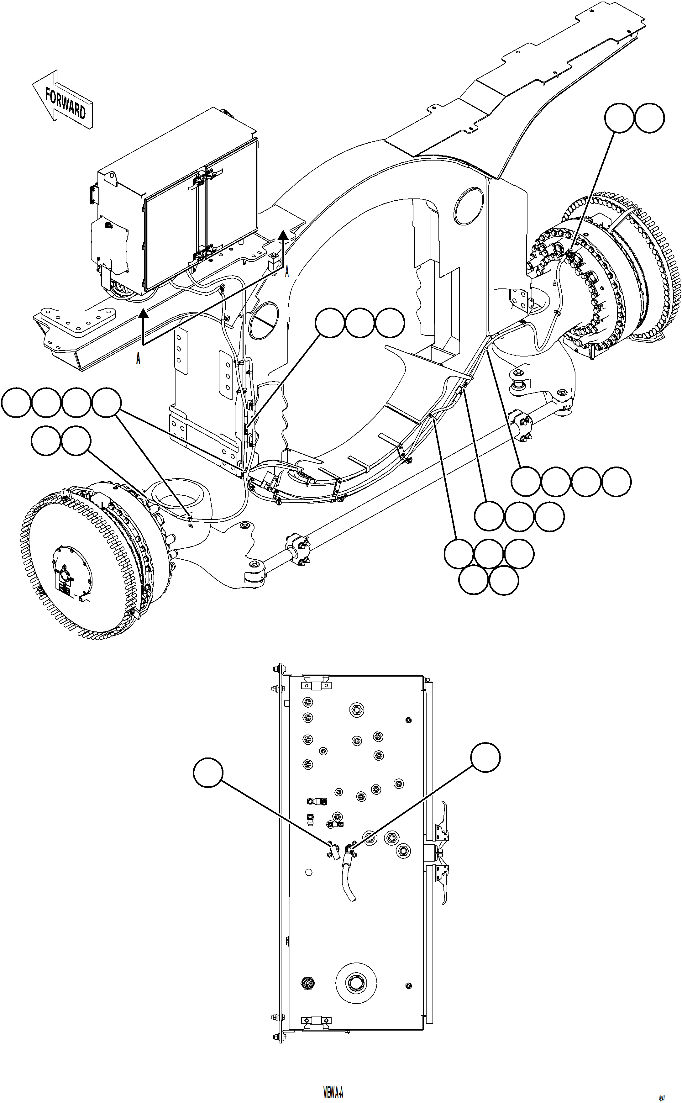 Komatsu parts book diagram for AFE77-CN 830E-5 S/N A50294 - A50295  SMS: FRONT BRAKE APPLY PIPING    1/2