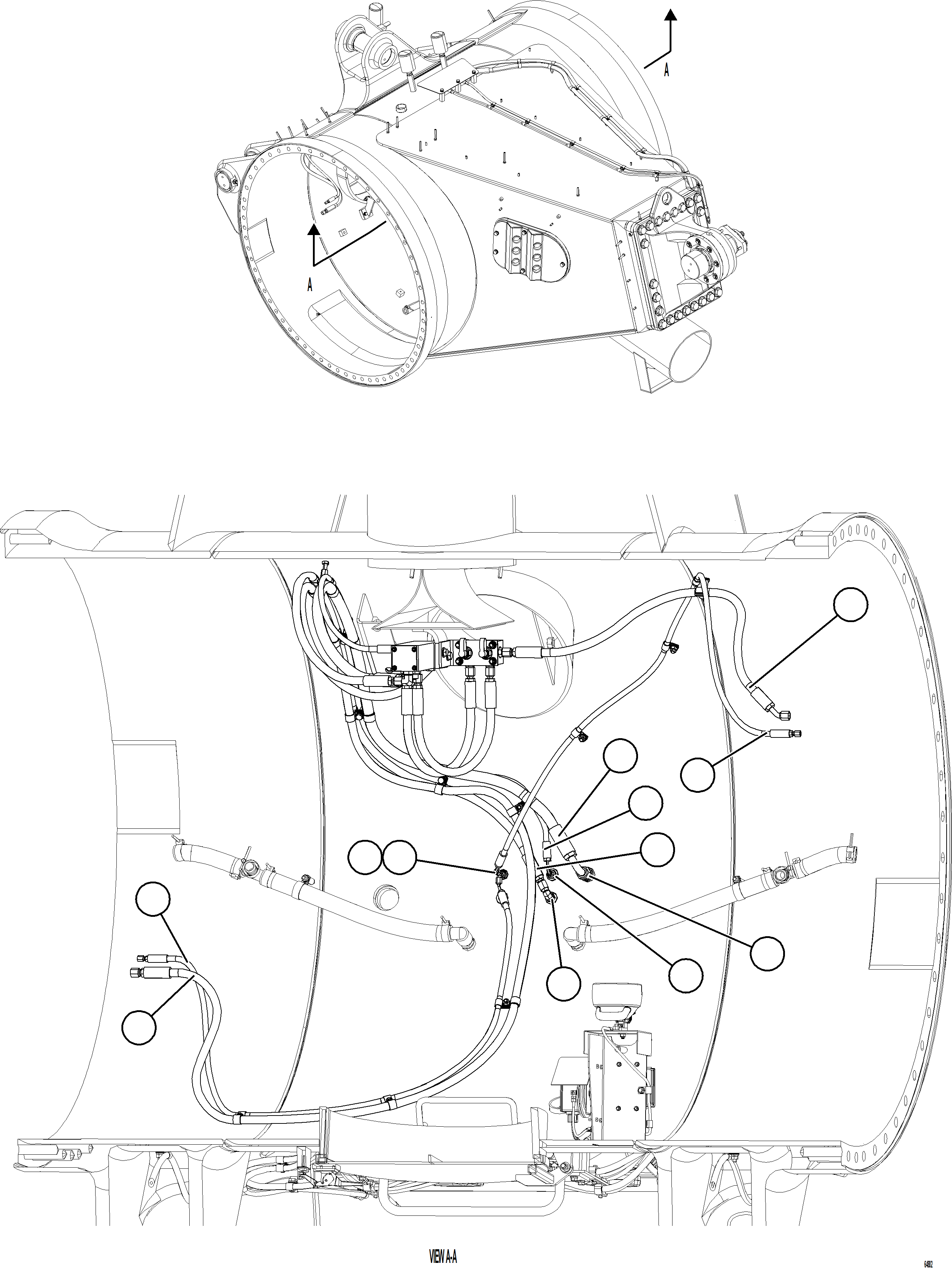 Komatsu parts book diagram for AFE77-CN 830E-5 S/N A50294 - A50295  SMS: REAR BRAKE DUAL RELAY VALVE PIPING