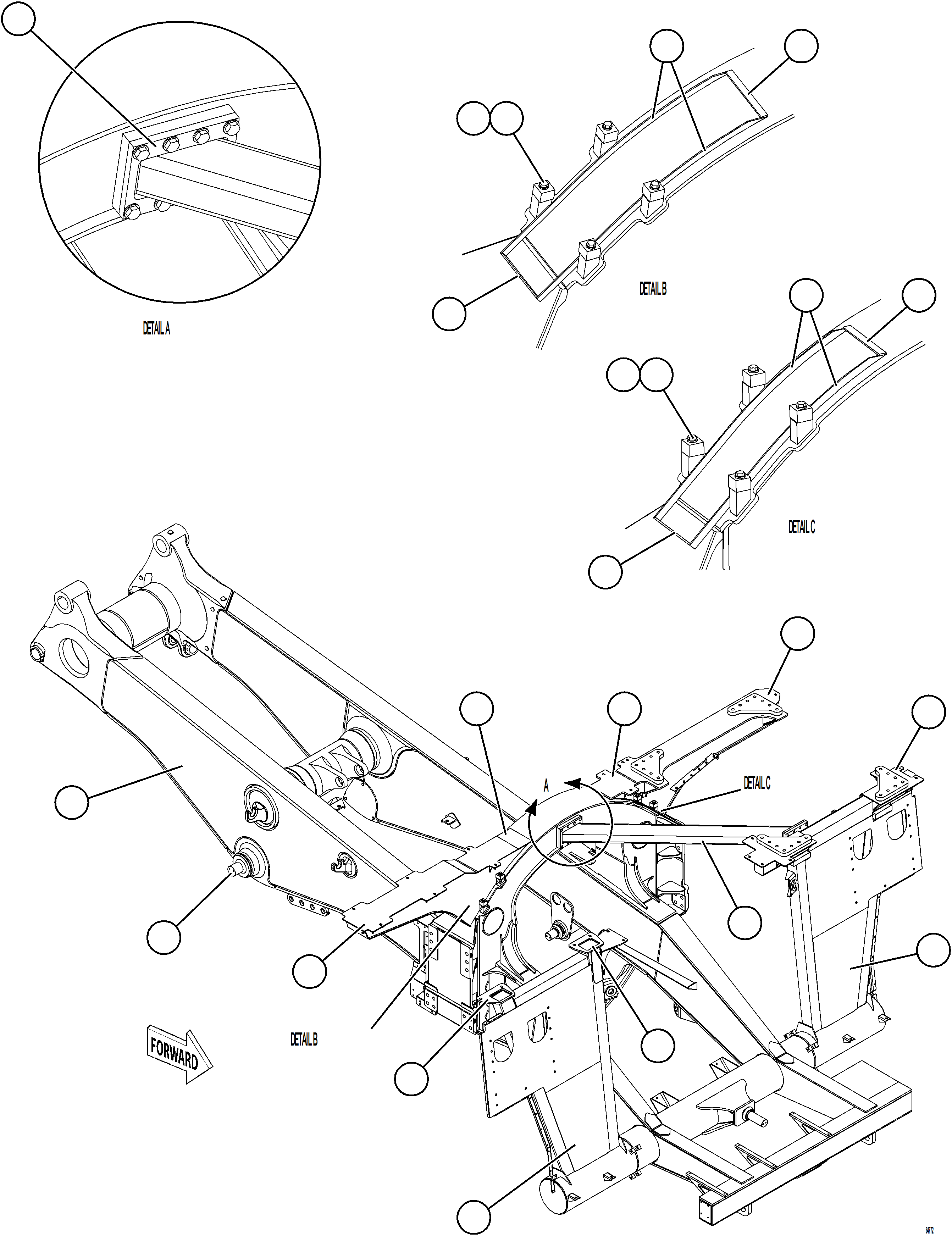 Komatsu parts book diagram for AFE77-CN 830E-5 S/N A50294 - A50295  SMS: FRAME & UPRIGHTS    1/2