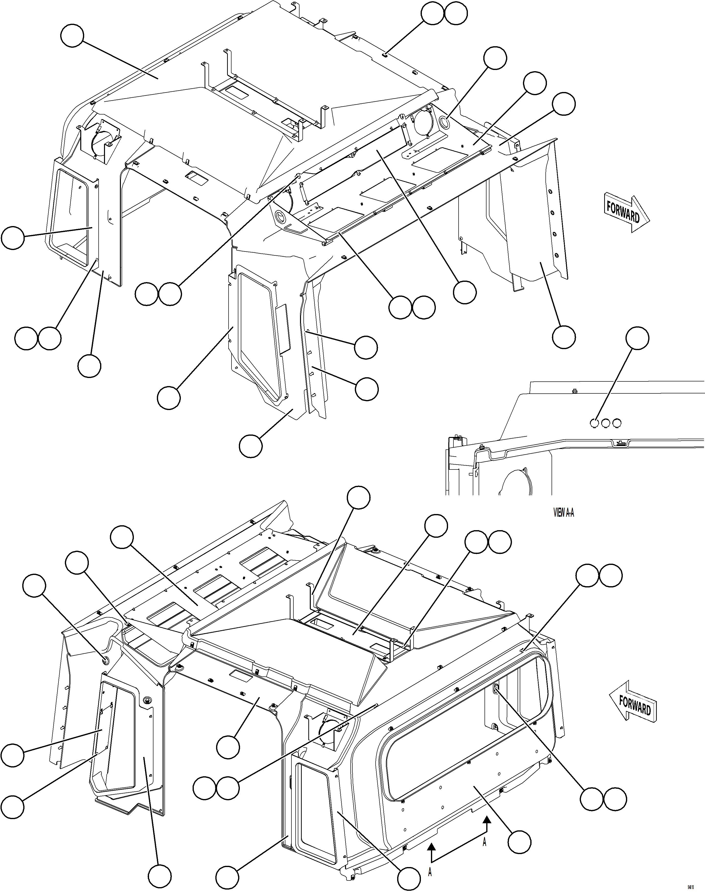 Komatsu parts book diagram for AFE77-CN 830E-5 S/N A50294 - A50295  SMS: CAB INTERIOR TRIM