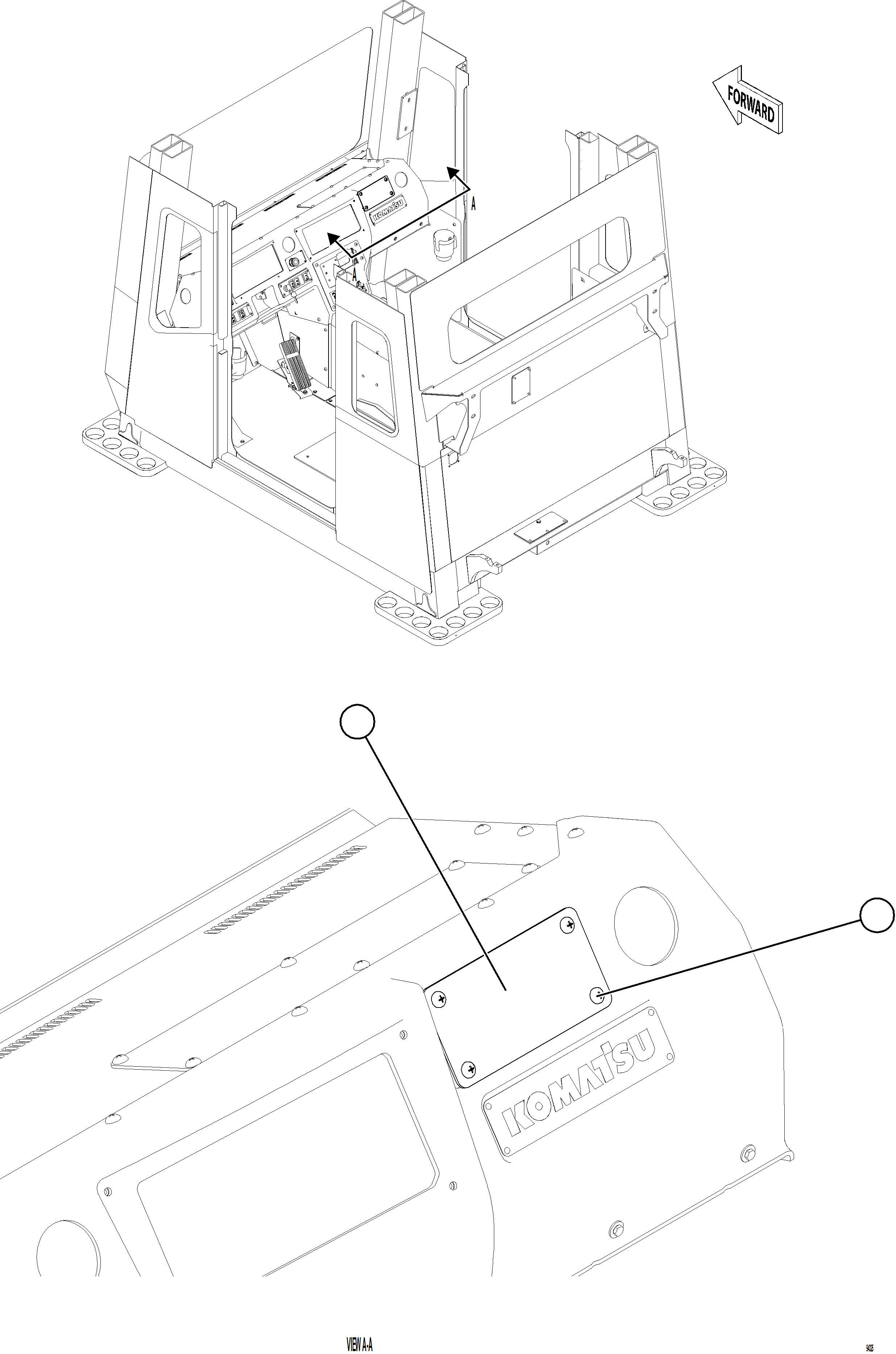 Komatsu parts book diagram for AFE77-CN 830E-5 S/N A50294 - A50295  SMS: CAB BLANKING PLATES    1/4