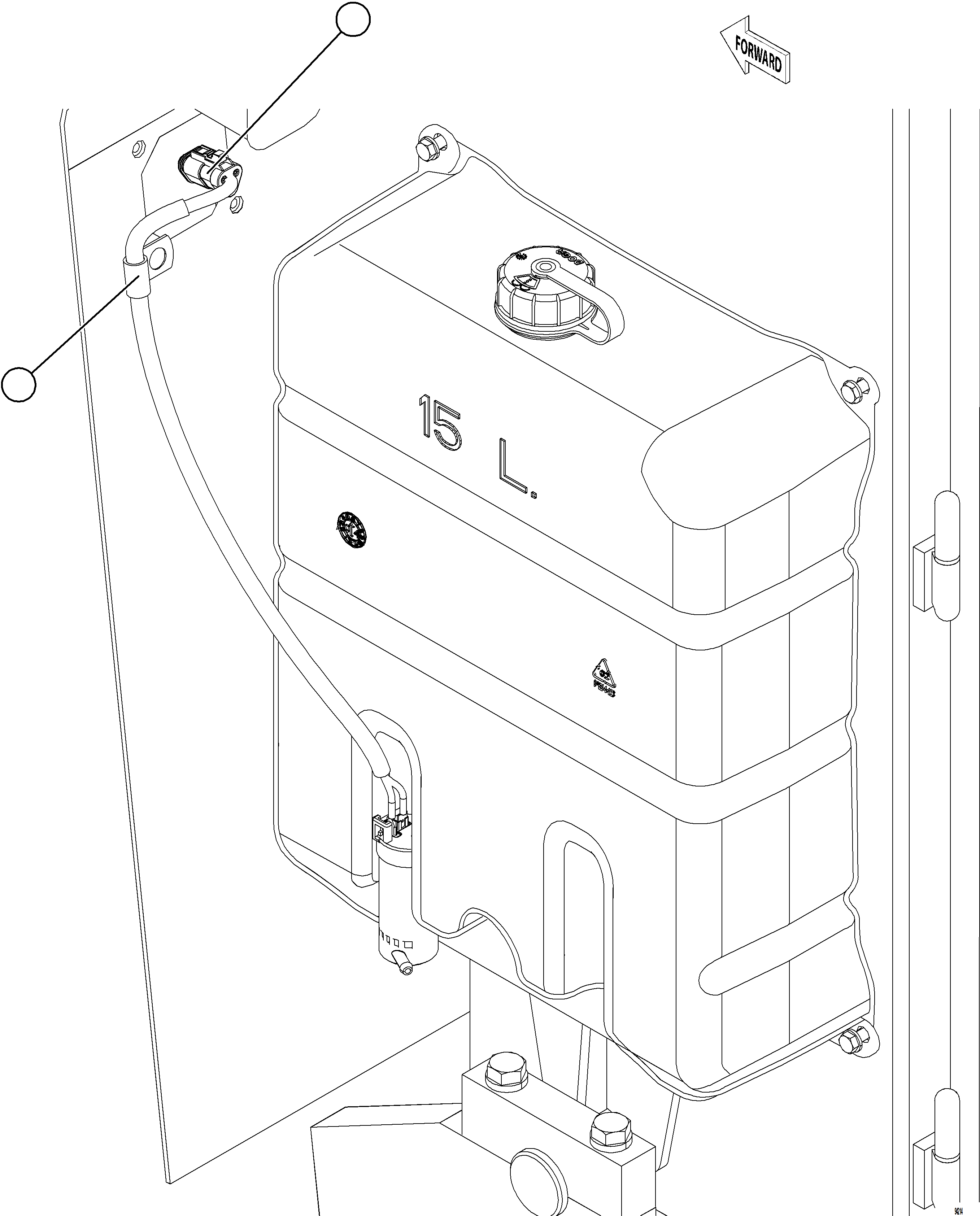 Komatsu parts book diagram for AFE77-CN 830E-5 S/N A50294 - A50295  SMS: WINDSHIELD WASHER RESERVOIR INSTALLATION    2/2