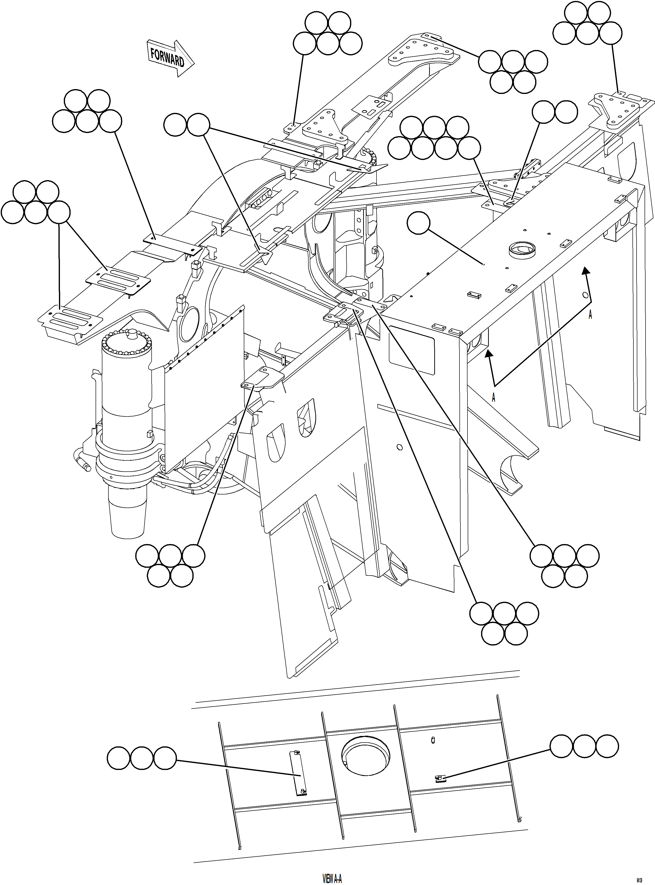 Komatsu parts book diagram for AFE77-CN 830E-5 S/N A50294 - A50295  SMS: CENTER DECK HEAT SHIELDS    1/2