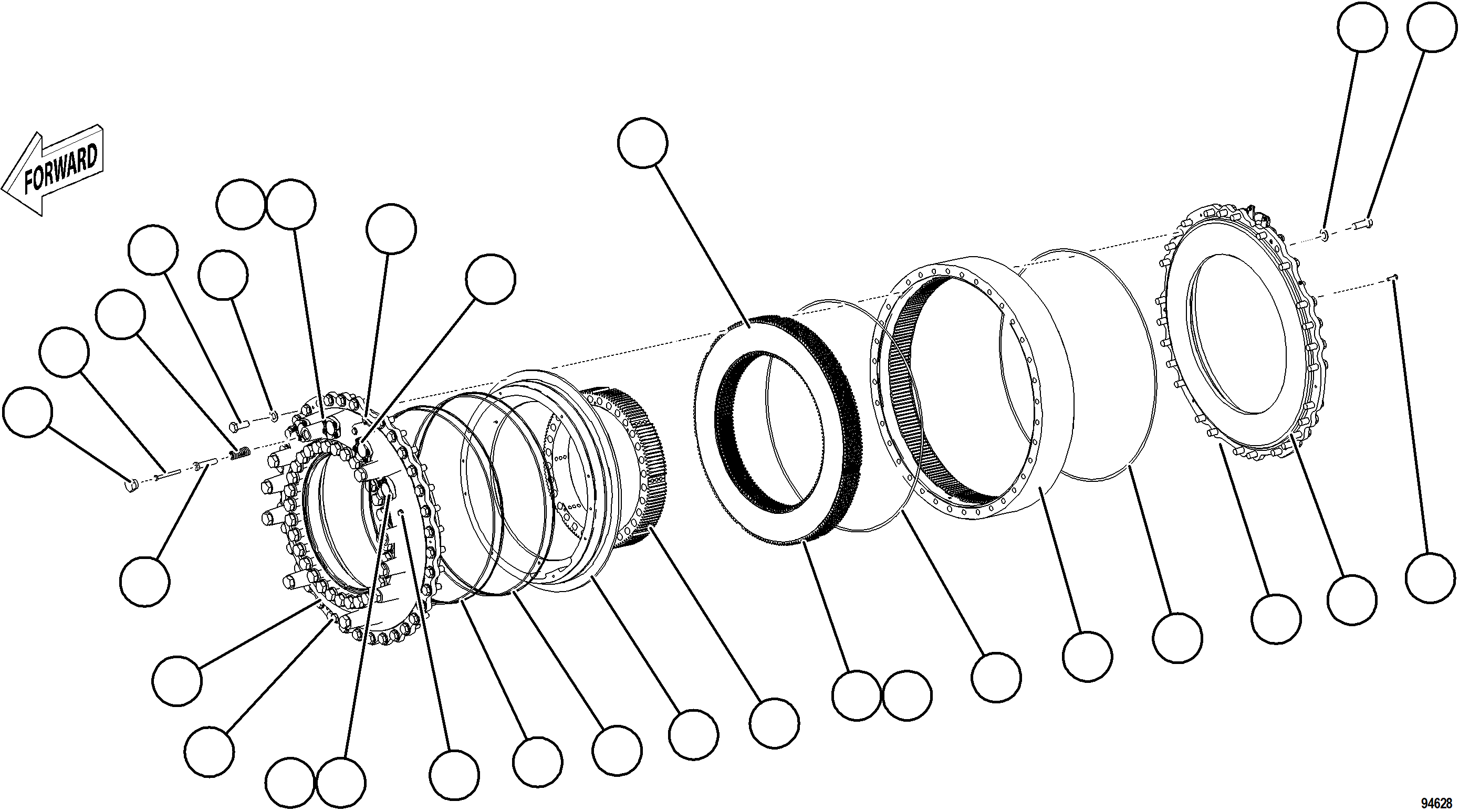 Komatsu parts book diagram for AFE77-CN 830E-5 S/N A50294 - A50295  SMS: FRONT BRAKE ASSEMBLY