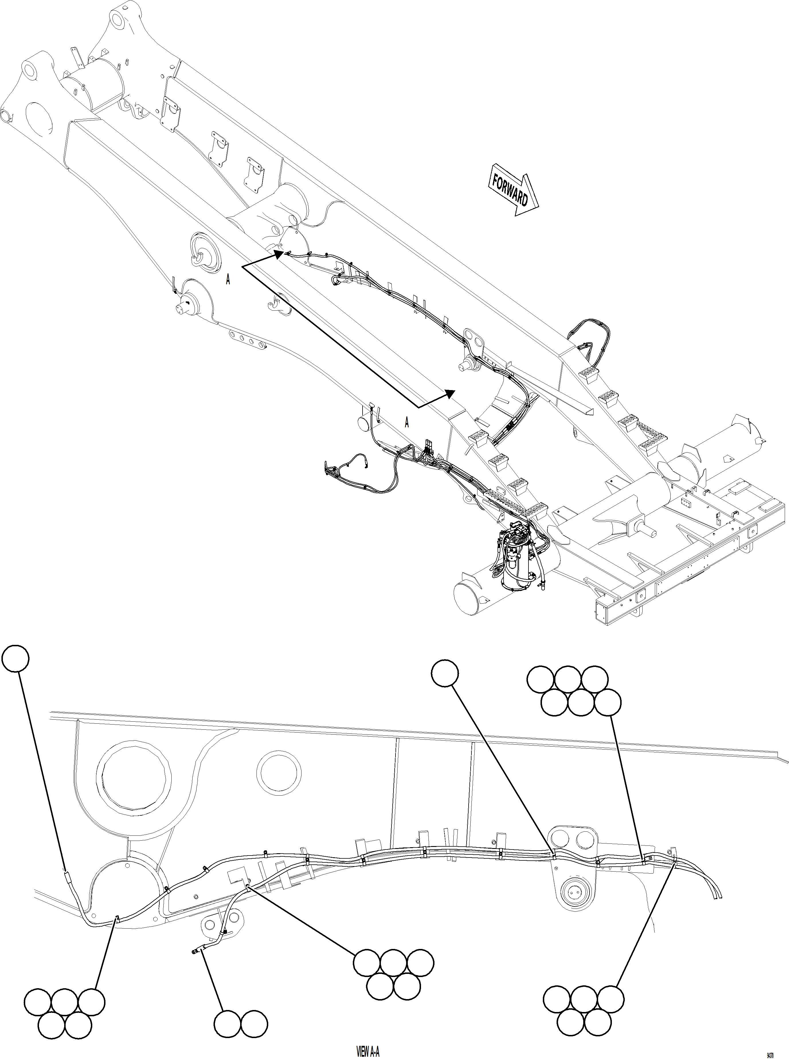 Komatsu parts book diagram for AFE77-CN 830E-5 S/N A50294 - A50295  SMS: AUTOMATIC LUBRICATION SYSTEM PIPING - FRONT    4/4
