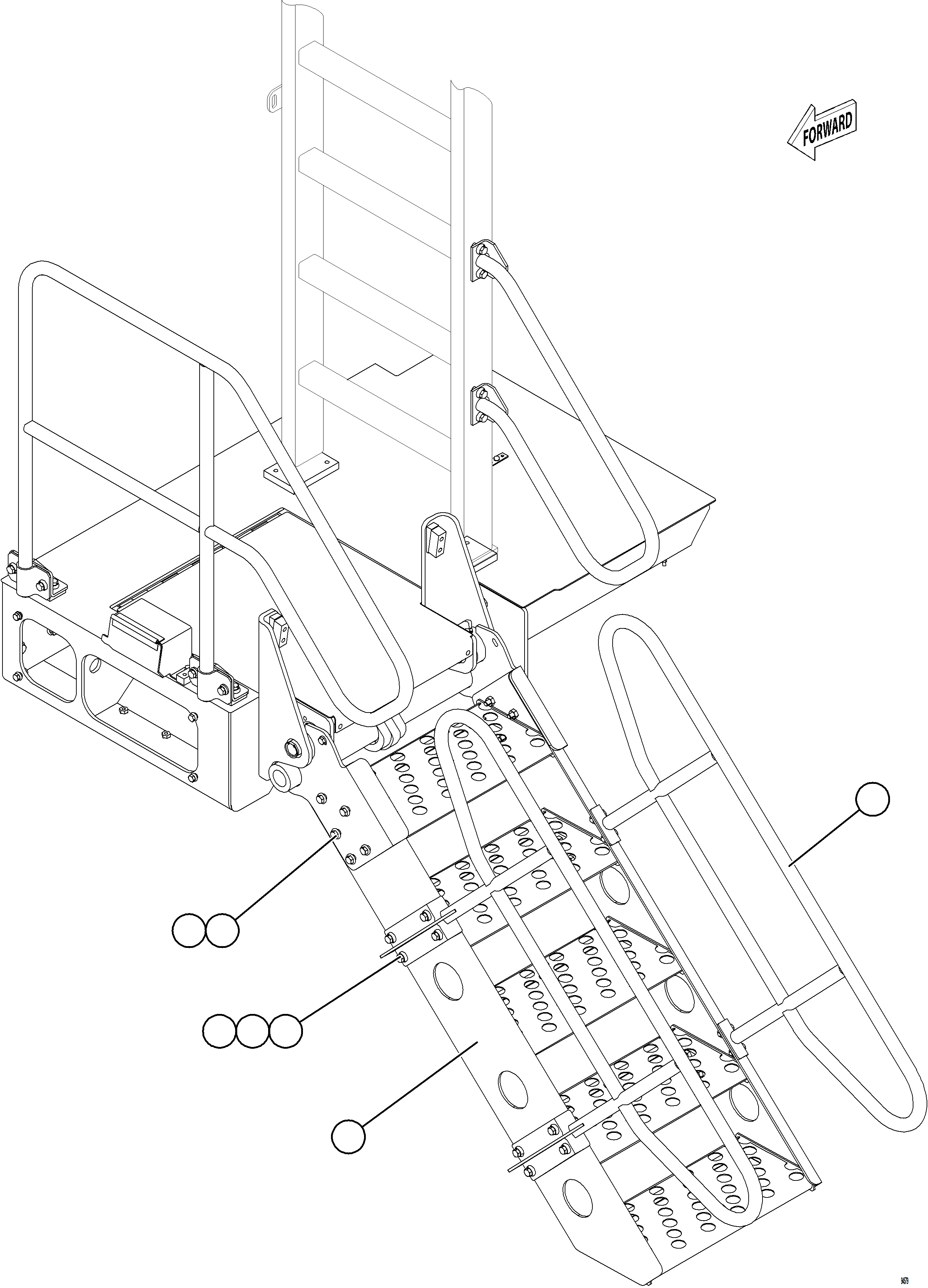 Komatsu parts book diagram for AFE77-CN 830E-5 S/N A50294 - A50295  SMS: RETRACTABLE LADDER INSTALLATION