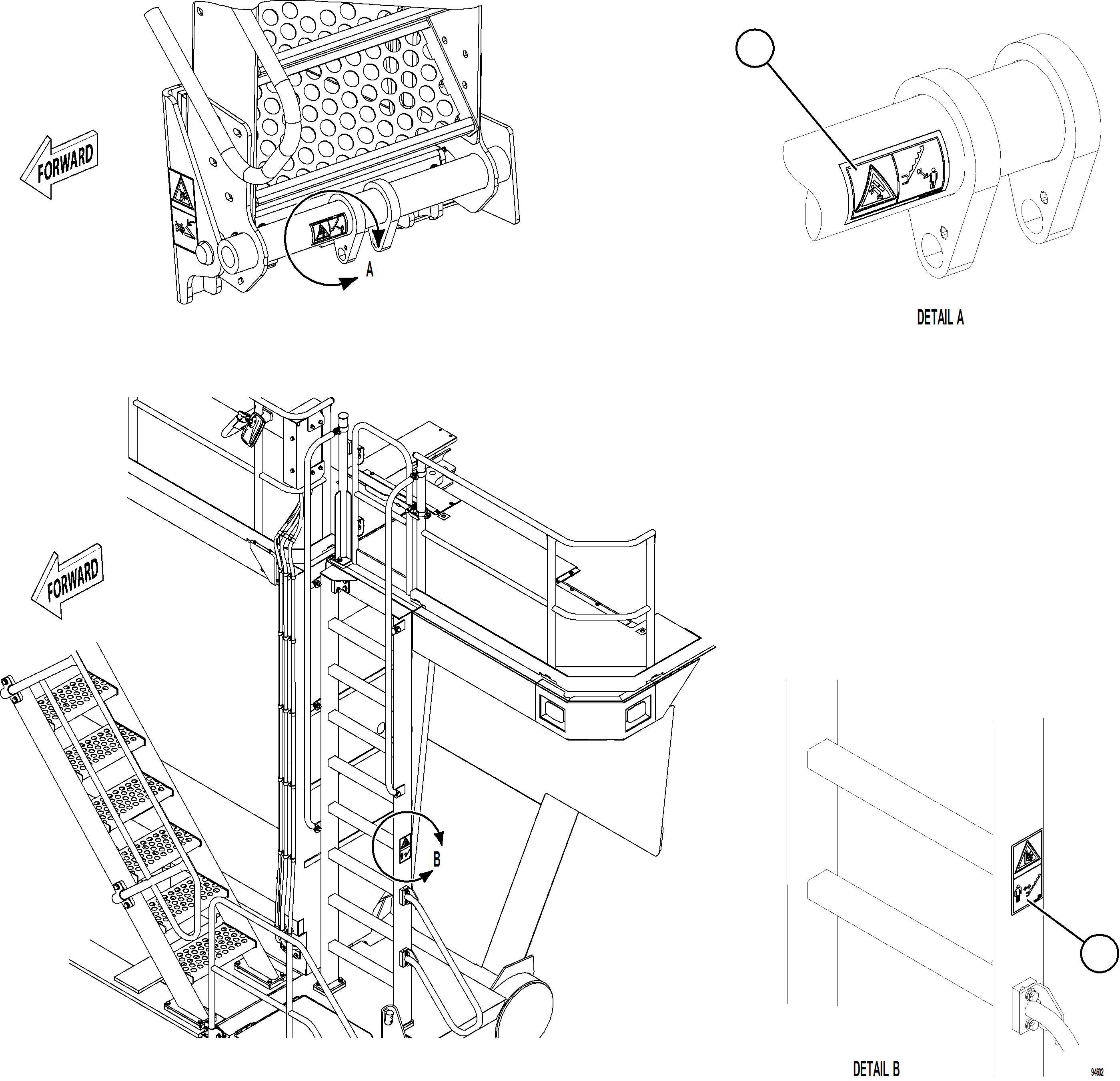 Komatsu parts book diagram for AFE77-CN 830E-5 S/N A50294 - A50295  SMS: RETRACTABLE LADDER DECALS    2/3