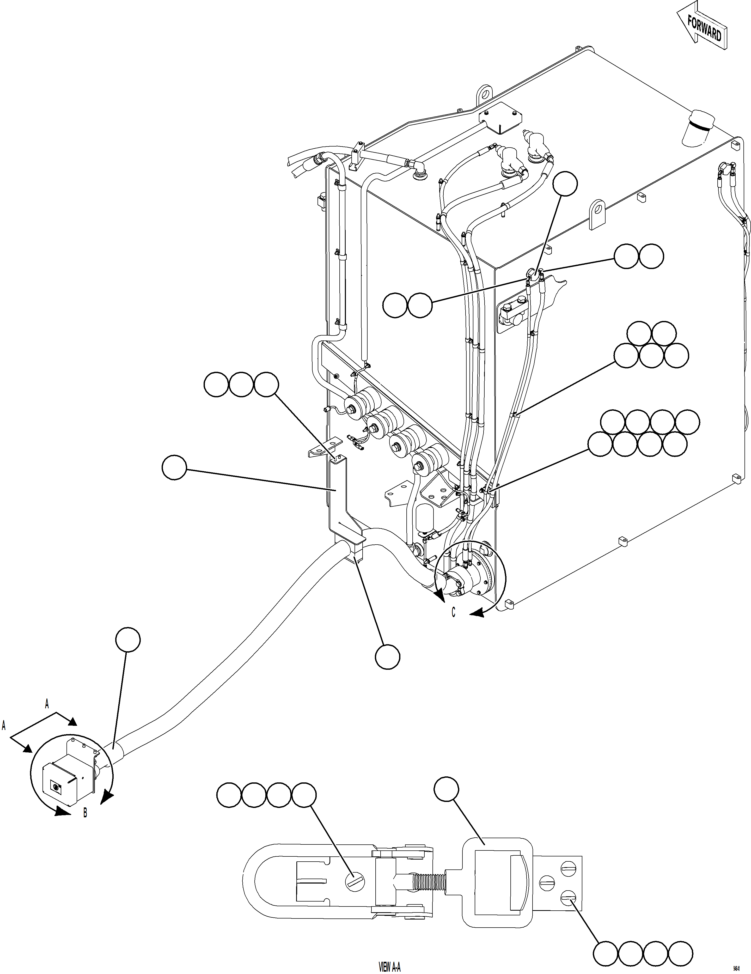 Komatsu parts book diagram for AFE77-CV 830E-5 S/N A50338,A50341 - A40345  KCH: FUEL TANK REMOTE FILL - LH    1/2
