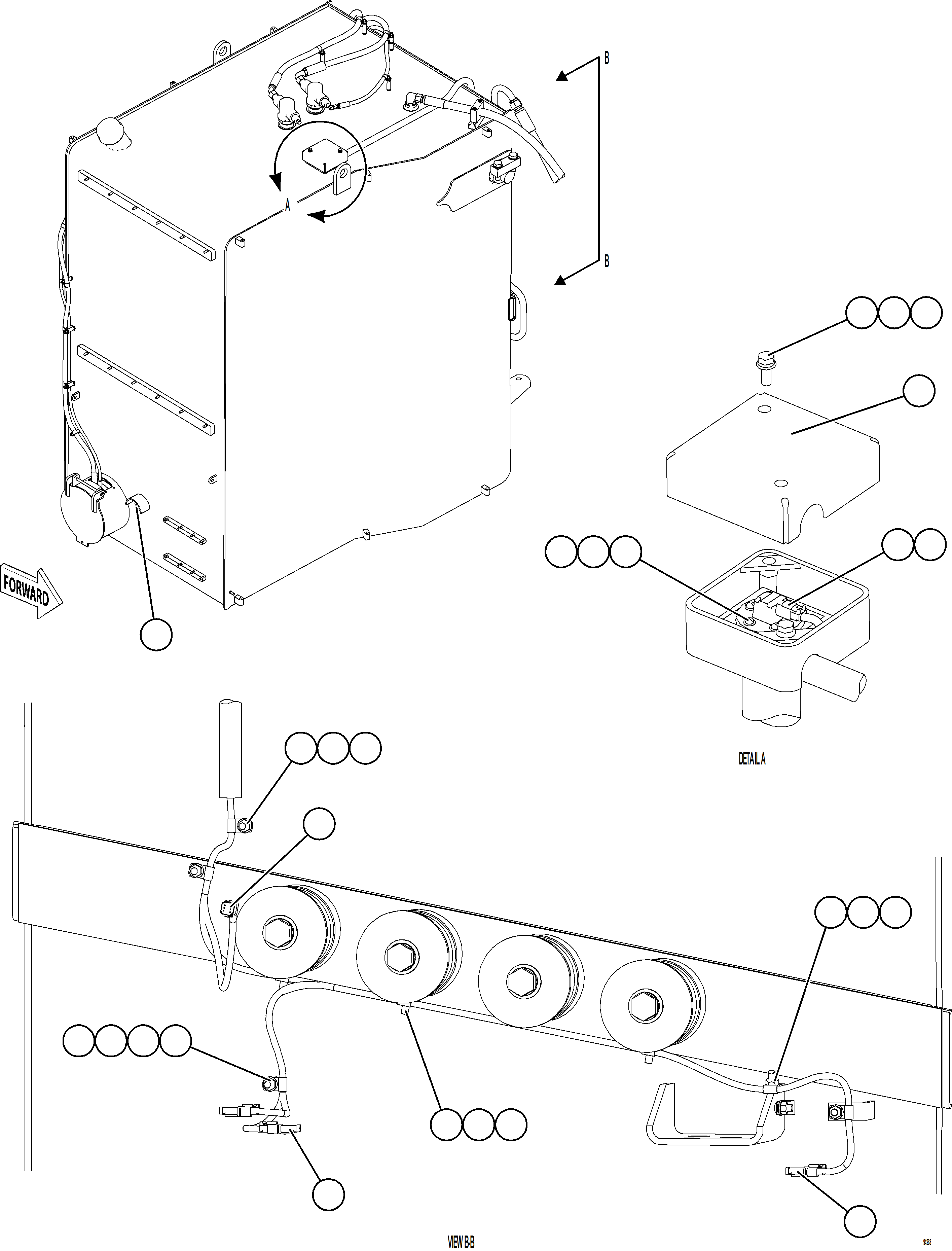 Komatsu parts book diagram for AFE77-CV 830E-5 S/N A50338,A50341 - A40345  KCH: FUEL LEVEL SENDER & WIRING