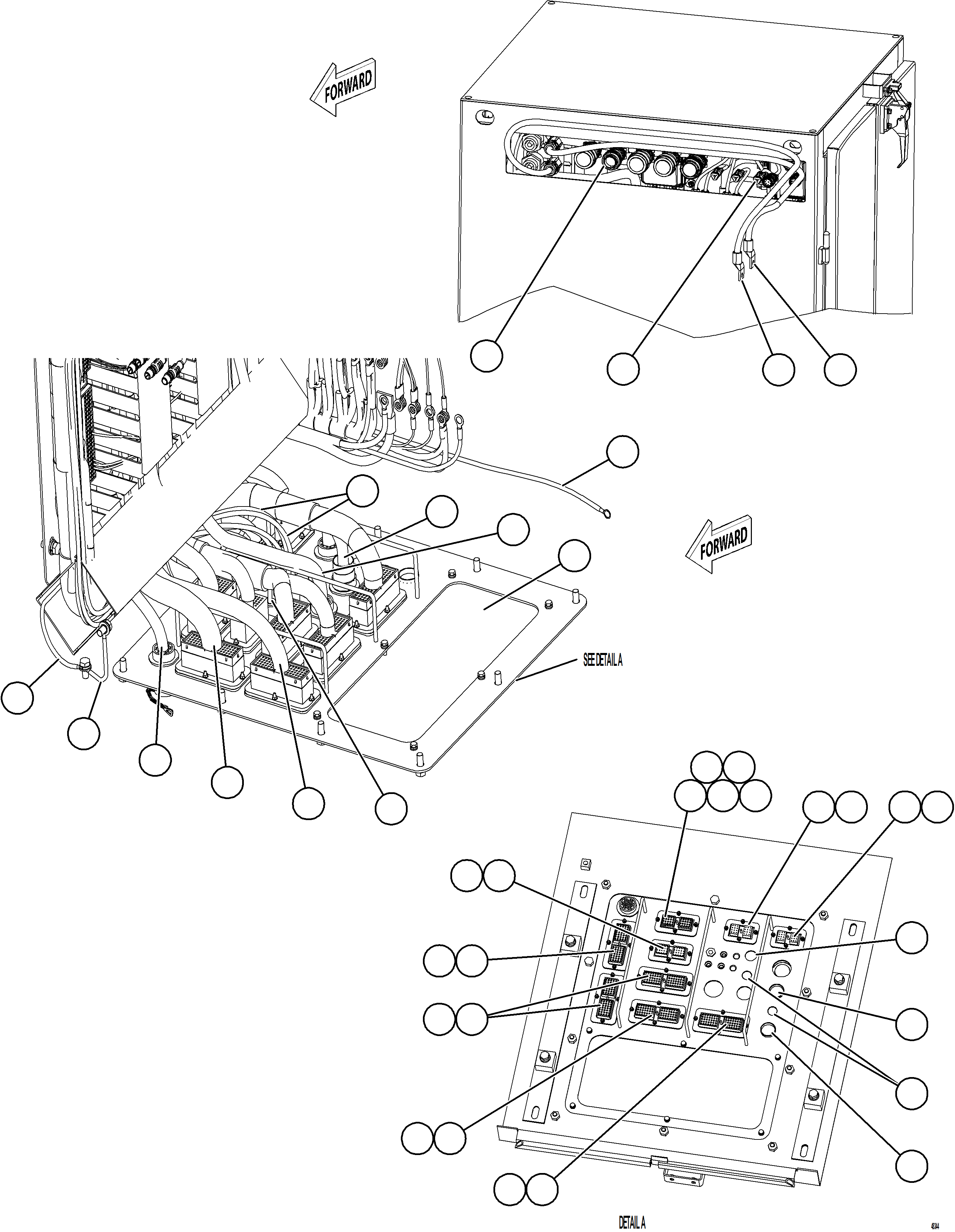 Komatsu parts book diagram for AFE77-CV 830E-5 S/N A50338,A50341 - A40345  KCH: AUXILIARY CONTROL CABINET INTERNAL WIRING    1/2