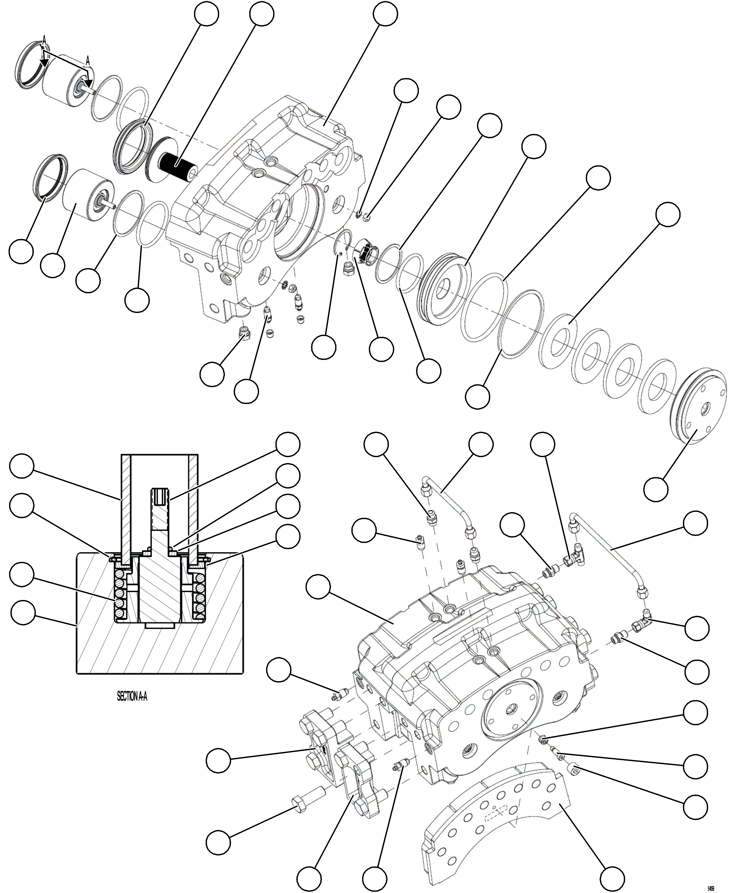 Komatsu parts book diagram for AFE77-CV 830E-5 S/N A50338,A50341 - A40345  KCH: REAR BRAKE ASSEMBLY