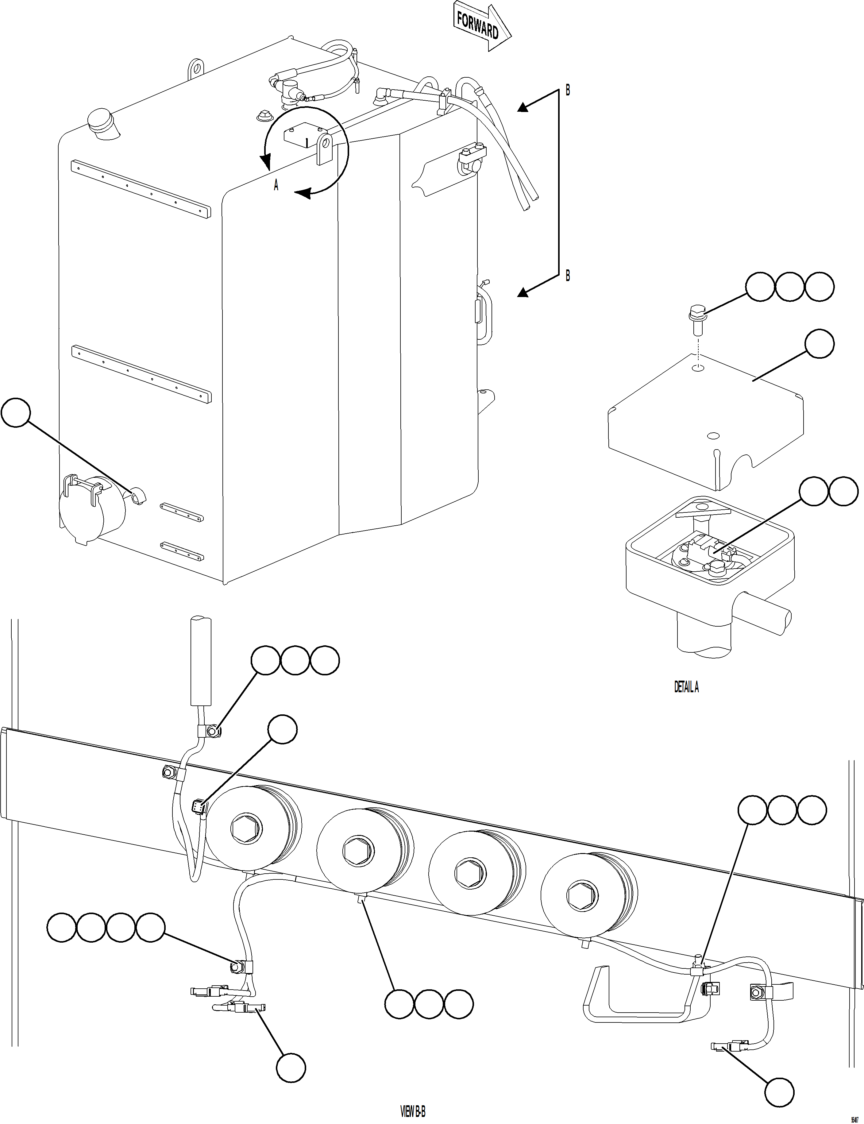 Komatsu parts book diagram for AFE77-CX 830E-5 S/N A50347 - A50348,A50355,A50362,A50368,A50370 - A50371  KBI: FUEL LEVEL SENDER & WIRING