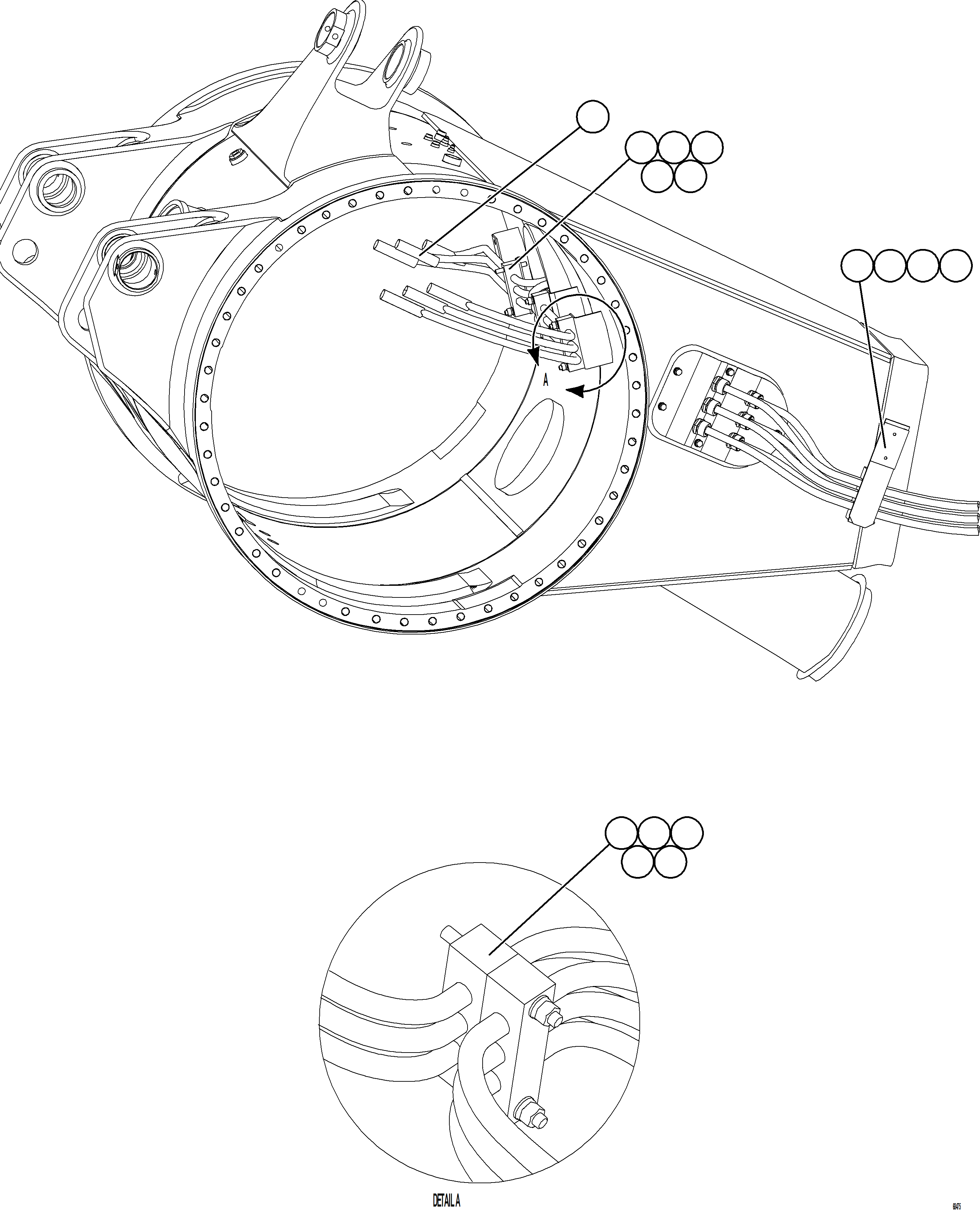 Komatsu parts book diagram for AFE77-CX 830E-5 S/N A50347 - A50348,A50355,A50362,A50368,A50370 - A50371  KBI: WHEEL MOTOR CABLE MOUNT - REAR AXLE    2/2