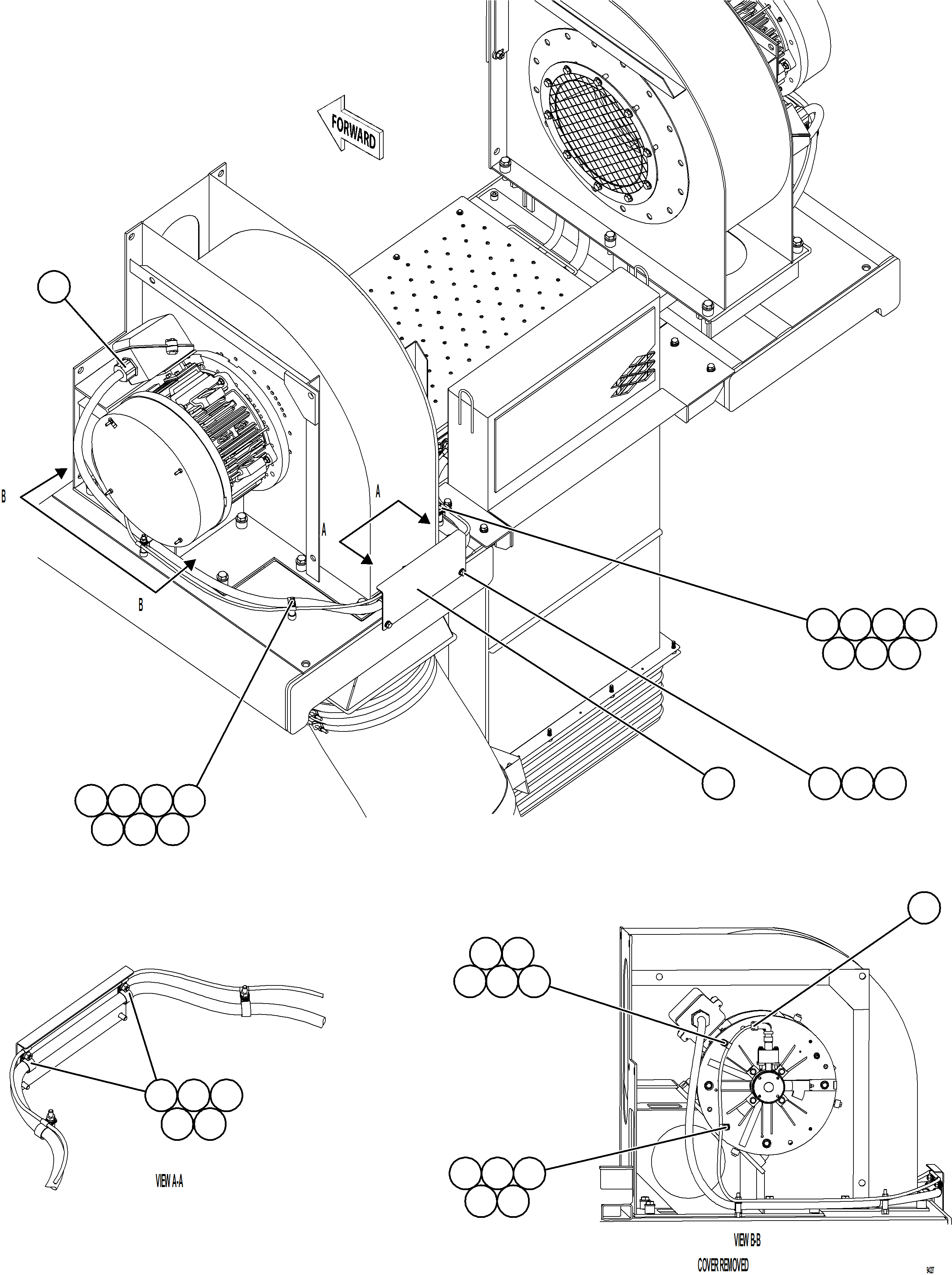 Komatsu parts book diagram for AFE77-CX 830E-5 S/N A50347 - A50348,A50355,A50362,A50368,A50370 - A50371  KBI: CONTROL CABINET EXTERNAL WIRING - AUX BLOWERS  2/2