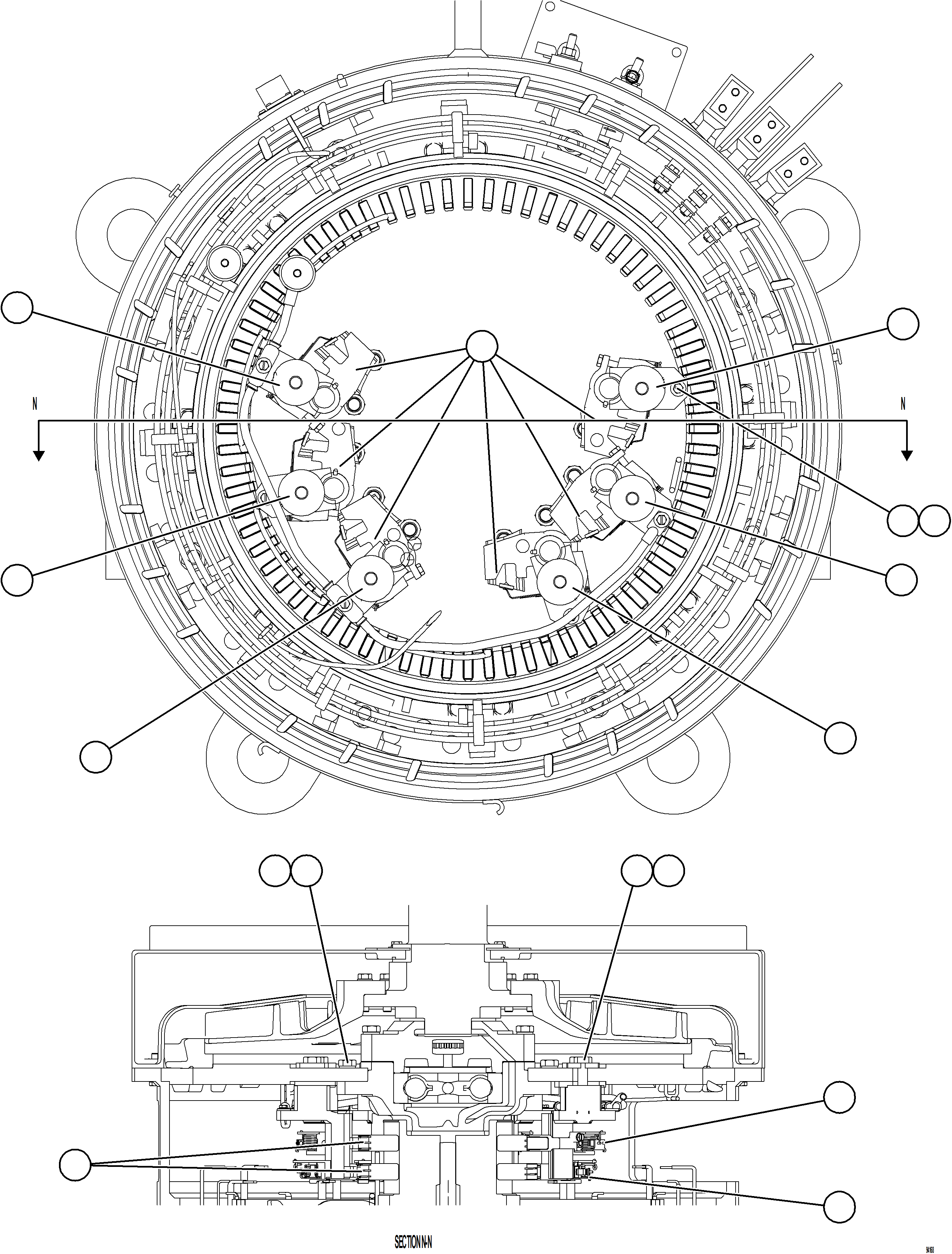 Komatsu parts book diagram for AFE77-CX 830E-5 S/N A50347 - A50348,A50355,A50362,A50368,A50370 - A50371  KBI: BRUSH HOLDER ASSEMBLY