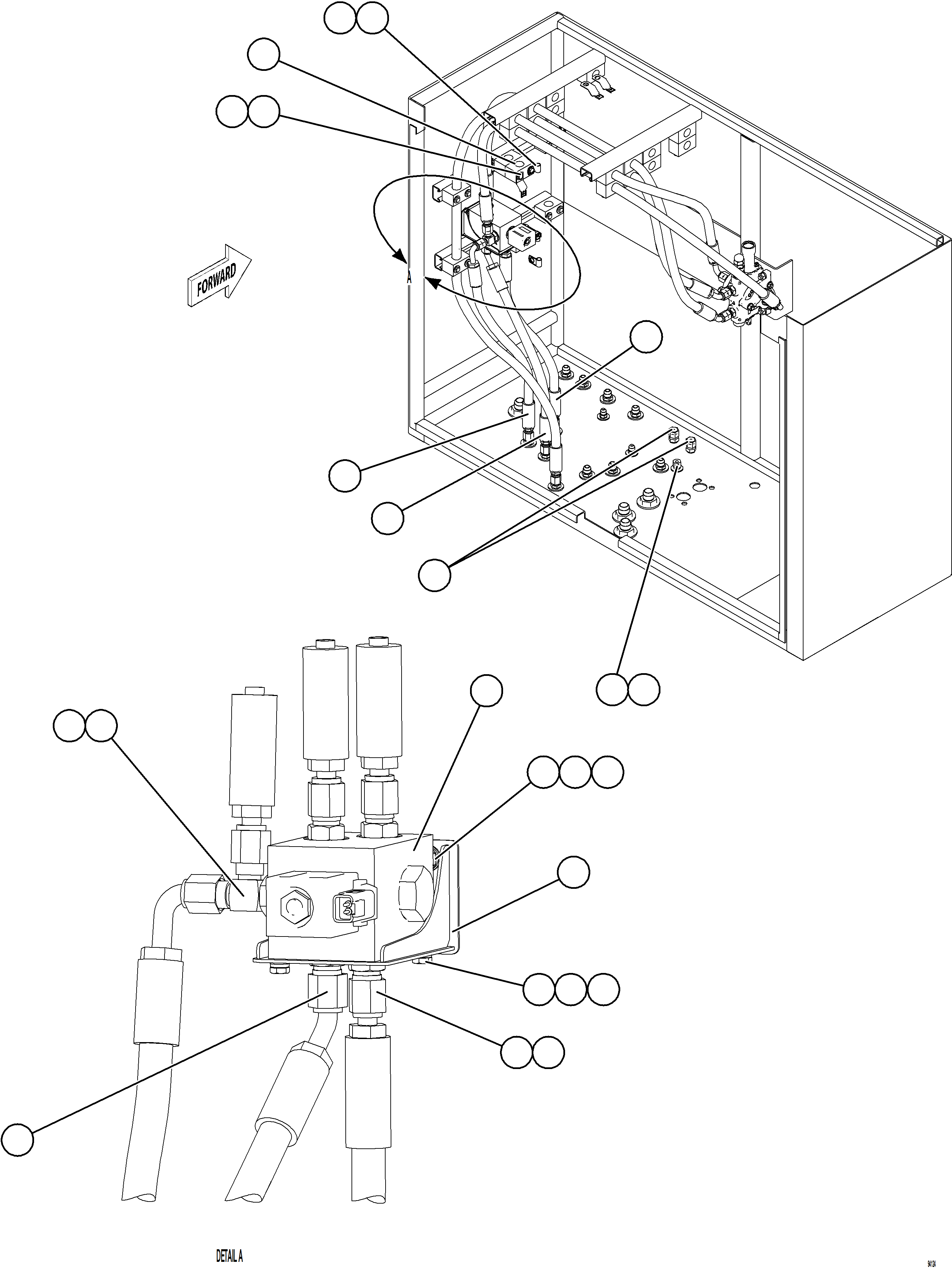 Komatsu parts book diagram for AFE77-CX 830E-5 S/N A50347 - A50348,A50355,A50362,A50368,A50370 - A50371  KBI: HYDR BRAKE CBNT PIPING - HOIST PILOT VALVE    1/2