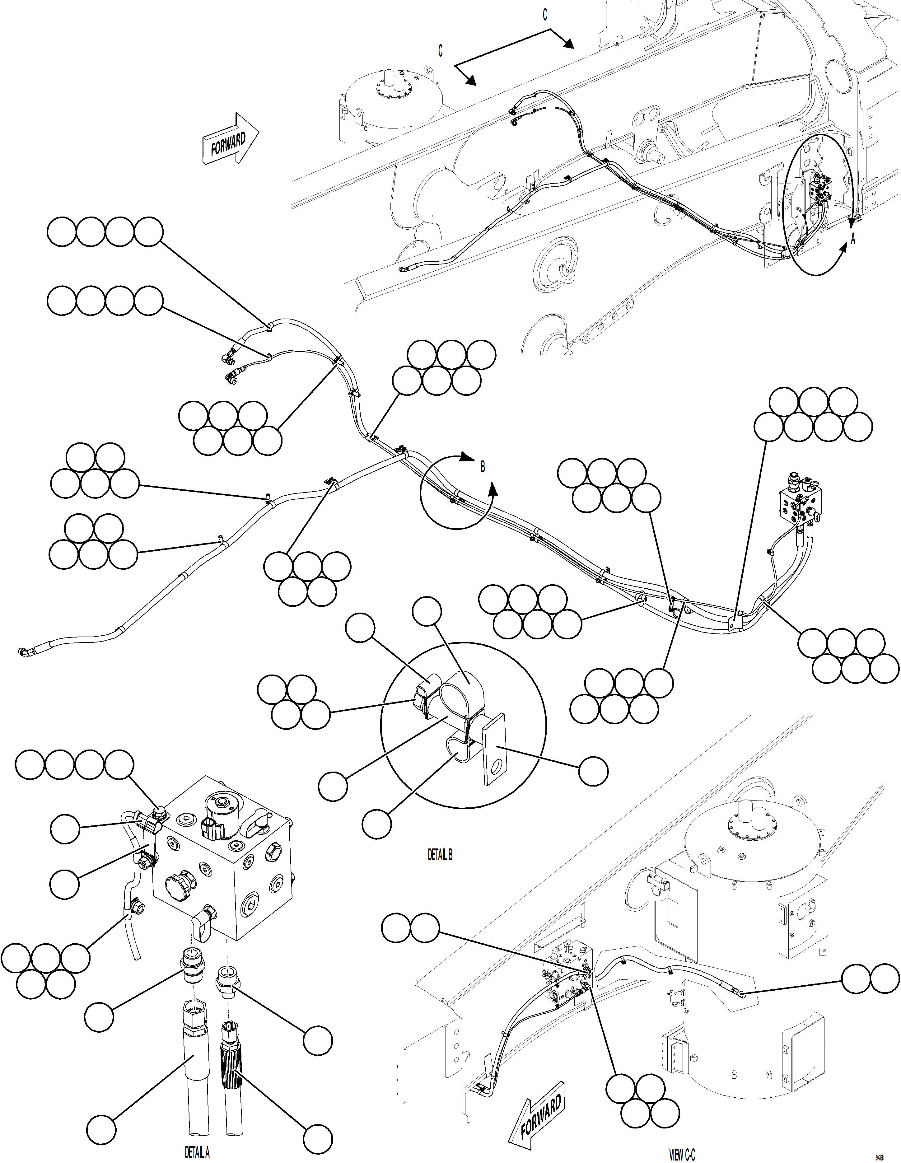 Komatsu parts book diagram for AFE77-CX 830E-5 S/N A50347 - A50348,A50355,A50362,A50368,A50370 - A50371  KBI: AUXILIARY HYDRAULIC SYSTEM    1/2