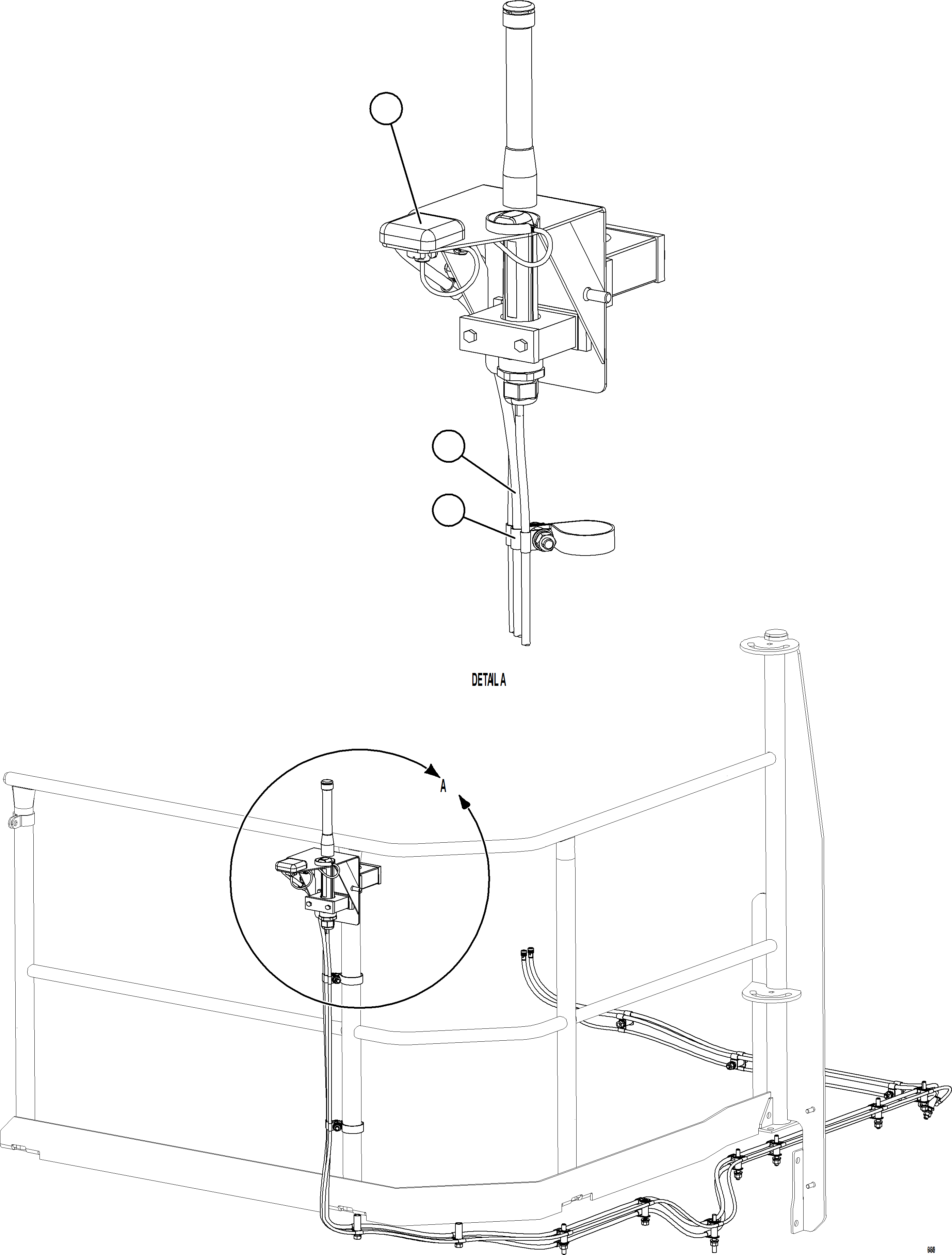 Komatsu parts book diagram for AFE77-CX 830E-5 S/N A50347 - A50348,A50355,A50362,A50368,A50370 - A50371  KBI: SATELLITE ANTENNA INSTALLATION