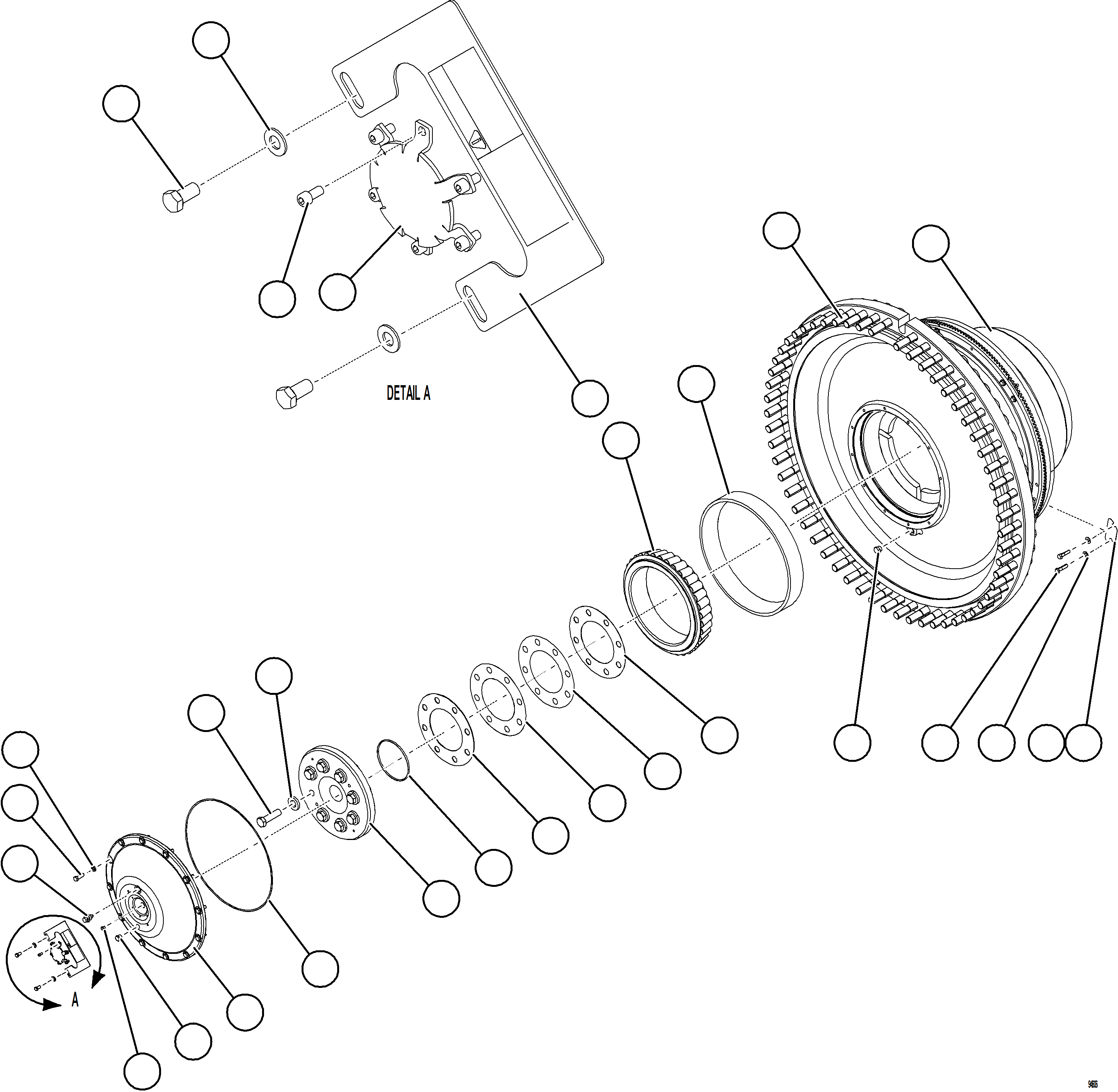 Komatsu parts book diagram for AFE77-CX 830E-5 S/N A50347 - A50348,A50355,A50362,A50368,A50370 - A50371  KBI: SPINDLE, HUB AND BRAKE ASSEMBLY    1/2