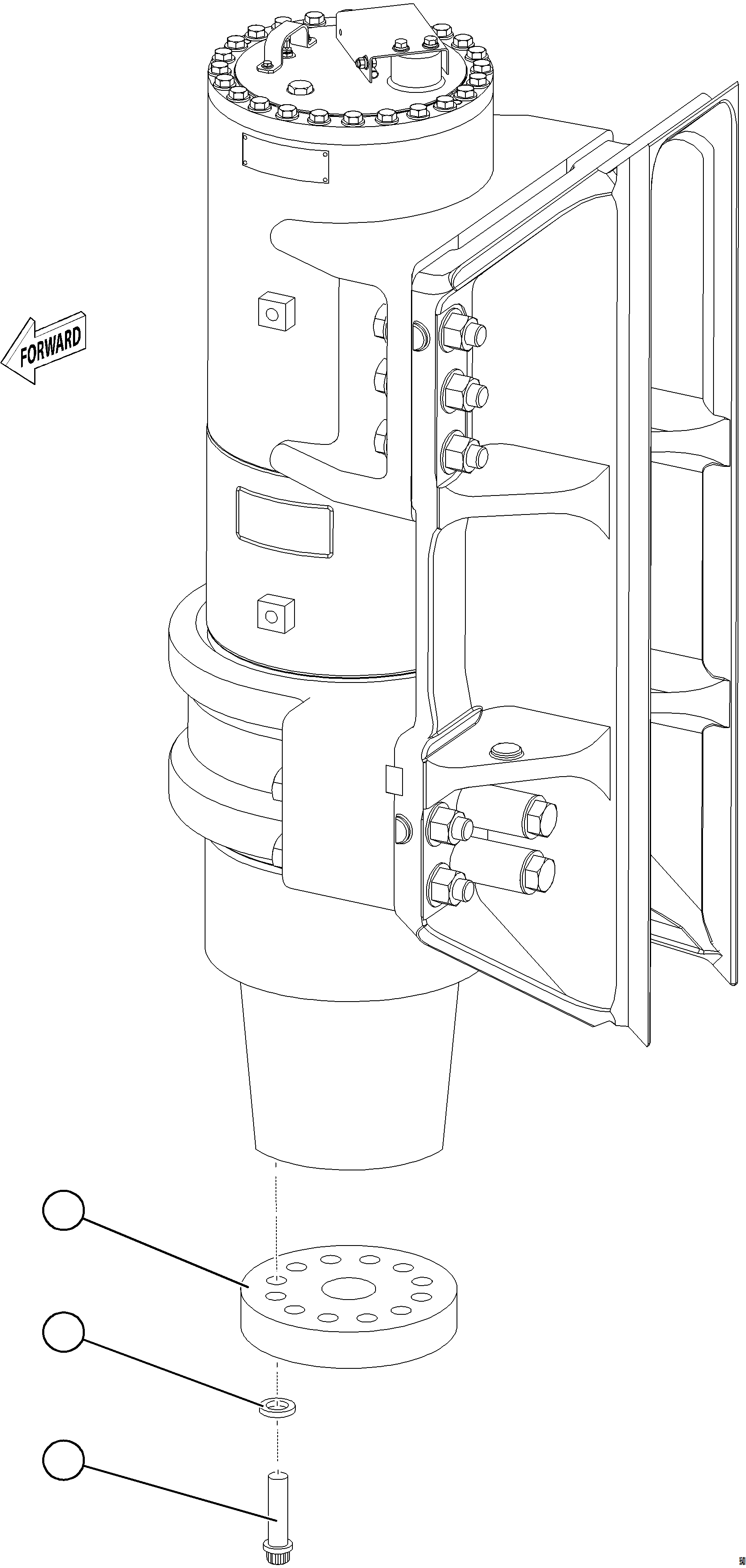 Komatsu parts book diagram for AFE77-CX 830E-5 S/N A50347 - A50348,A50355,A50362,A50368,A50370 - A50371  KBI: FRONT SUSPENSION INSTALLATION - STEERING ARM