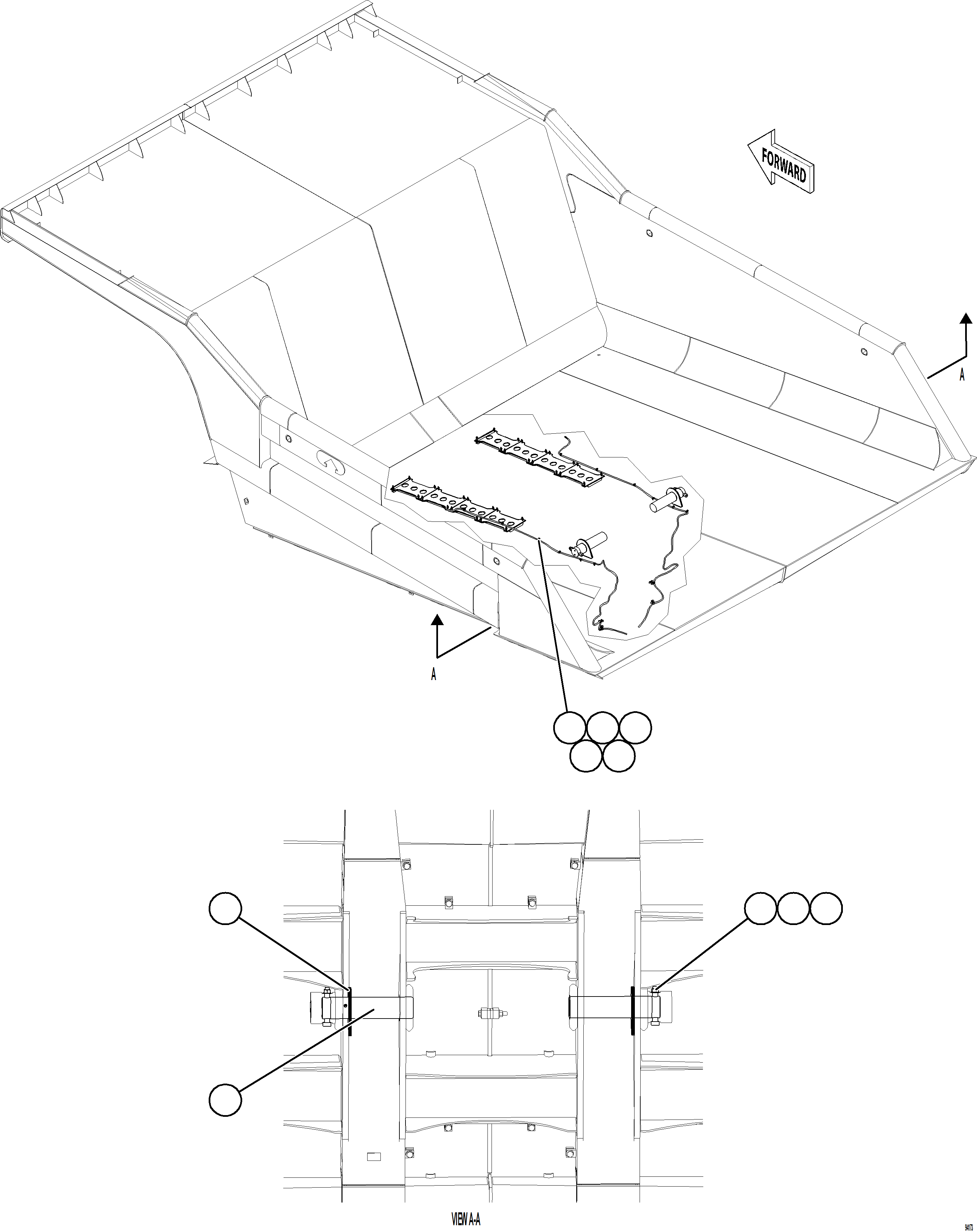 Komatsu parts book diagram for AFE77-CX 830E-5 S/N A50347 - A50348,A50355,A50362,A50368,A50370 - A50371  KBI: BODY PIVOT