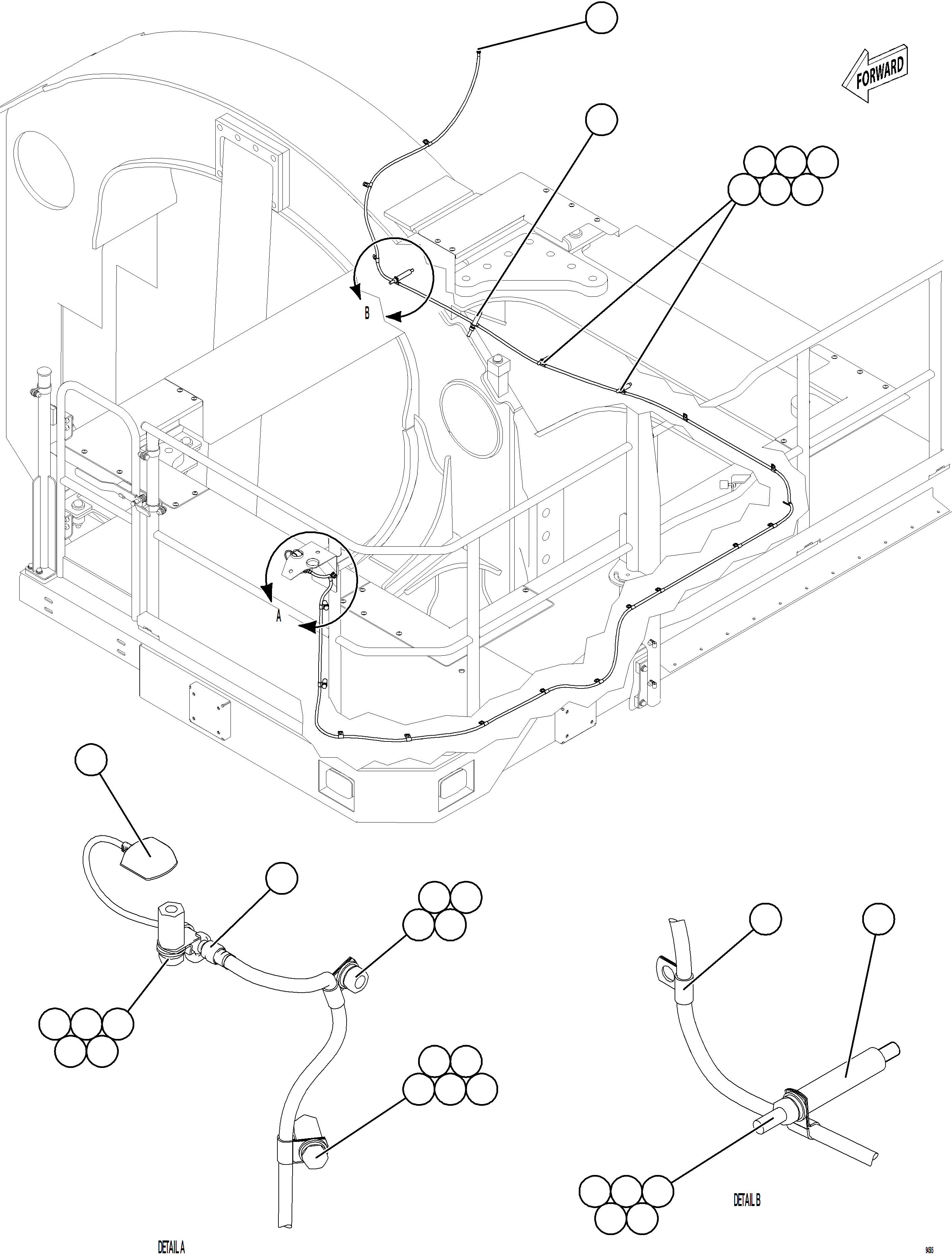 Komatsu parts book diagram for AFE77-CX 830E-5 S/N A50347 - A50348,A50355,A50362,A50368,A50370 - A50371  KBI: TIRE MONITOR GPS ANTENNA