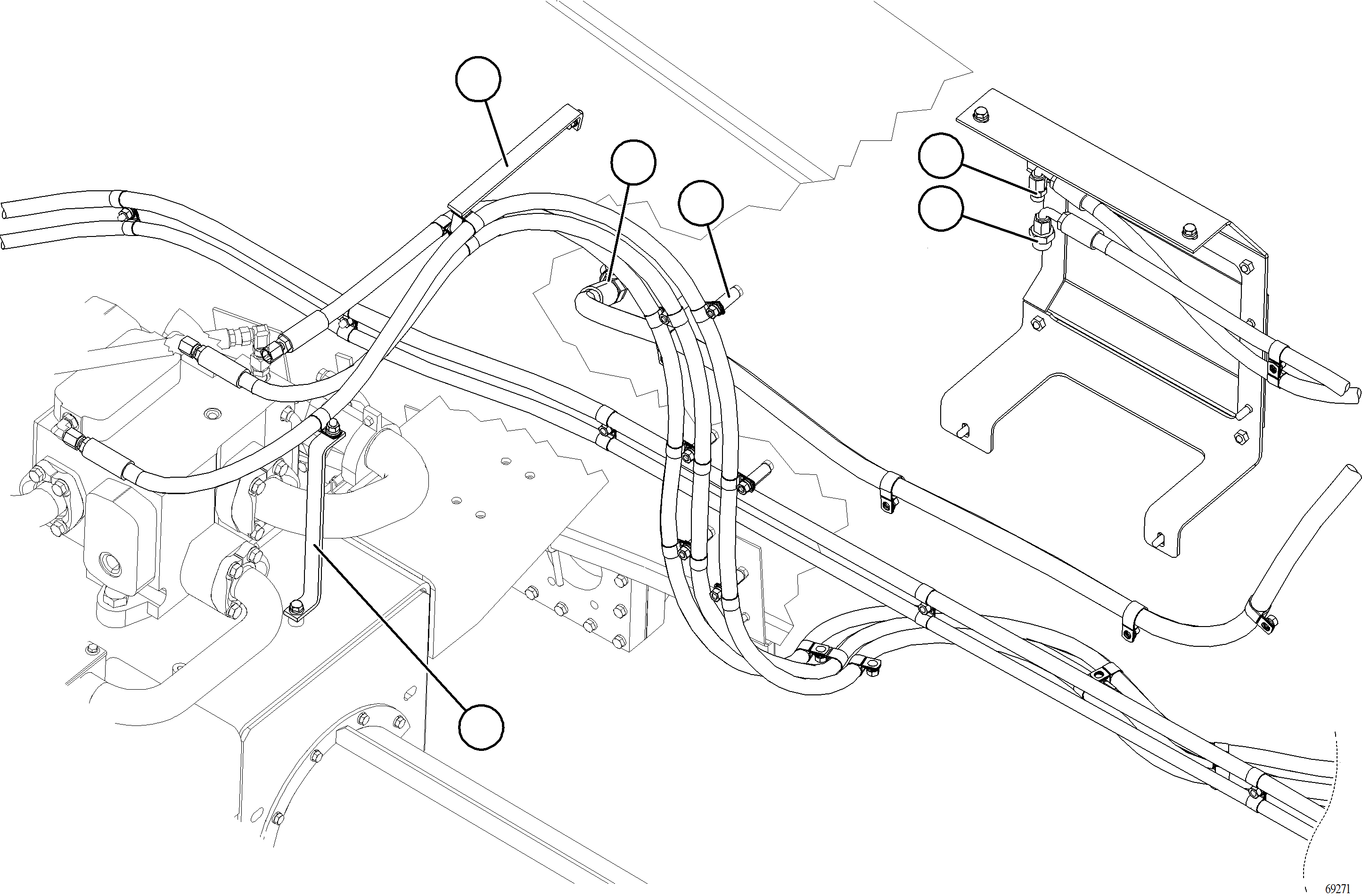 Dump Trucks Komatsu / AFE77-S 830E-5 S/N A50057  HEAVY METAL(afe77-s) / HYDRAULIC BRAKE CABINET PIPING - DUAL RELAY VALVE(418 : 69271)