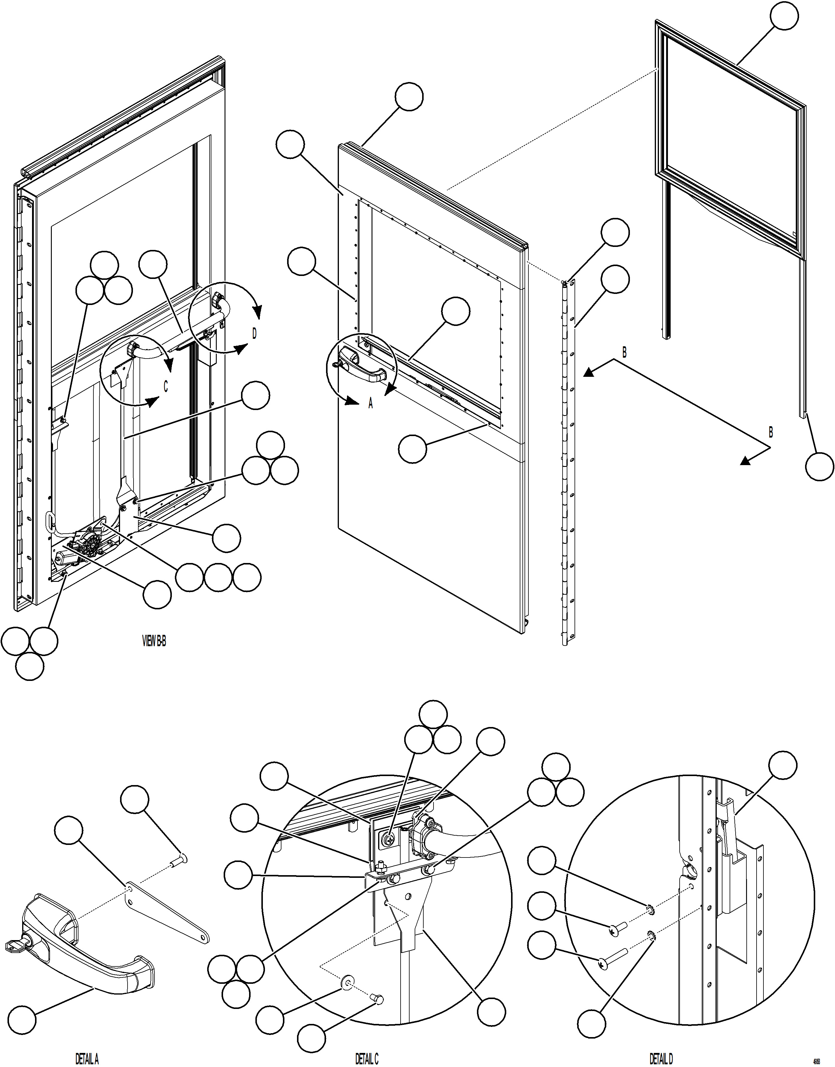 Komatsu parts book diagram for AFE78-AC 930E-5 S/N A40112, A40117, A40125  BLACKWATER: DOOR ASSEMBLY - LH    58E-54-30626