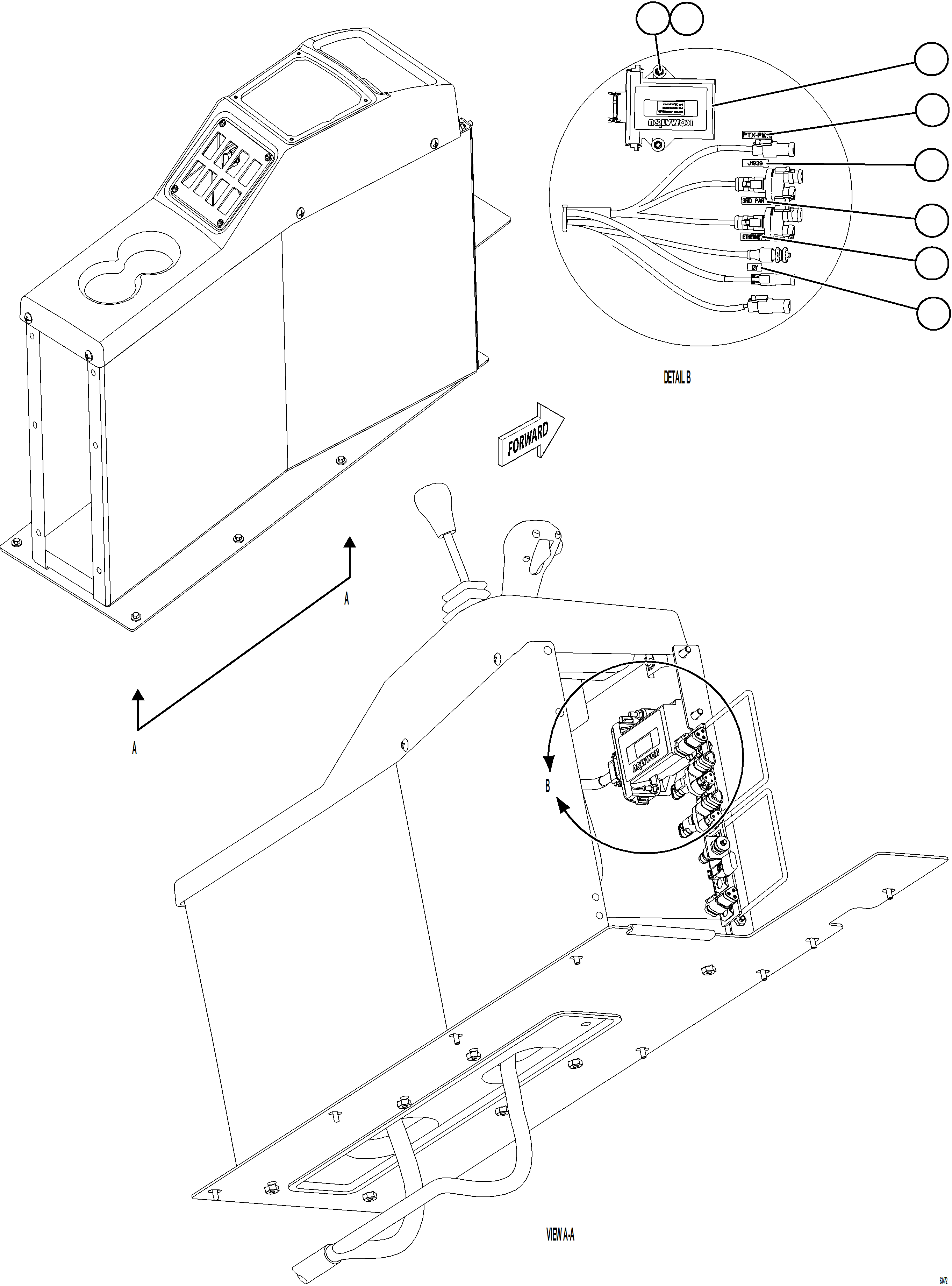 Komatsu parts book diagram for AFE78-AC 930E-5 S/N A40112, A40117, A40125  BLACKWATER: CENTER CONSOLE MODULE - ELECTRICAL    2/2