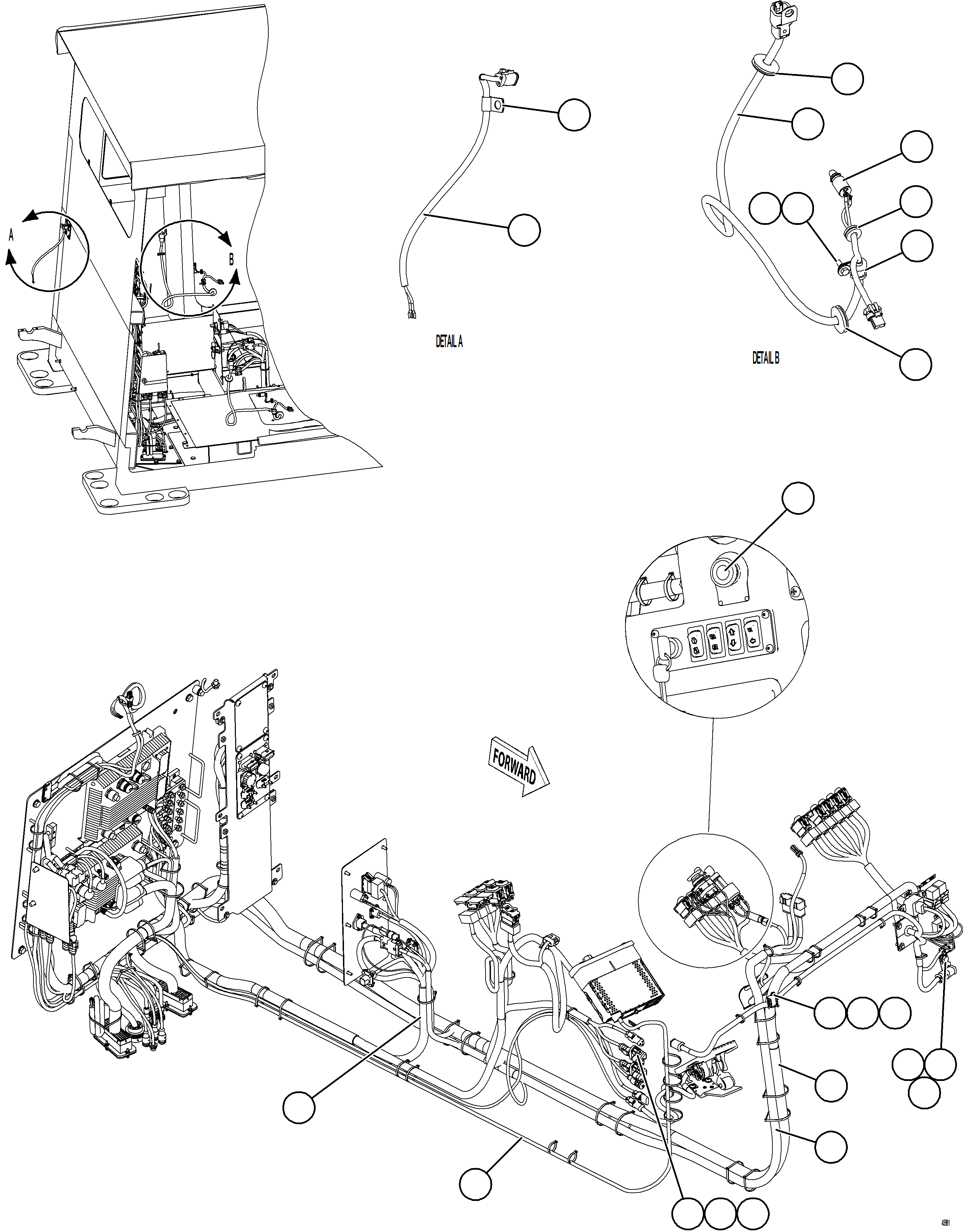 Komatsu parts book diagram for AFE78-AC 930E-5 S/N A40112, A40117, A40125  BLACKWATER: CAB ELECTRICAL - BACK WALL    1/2