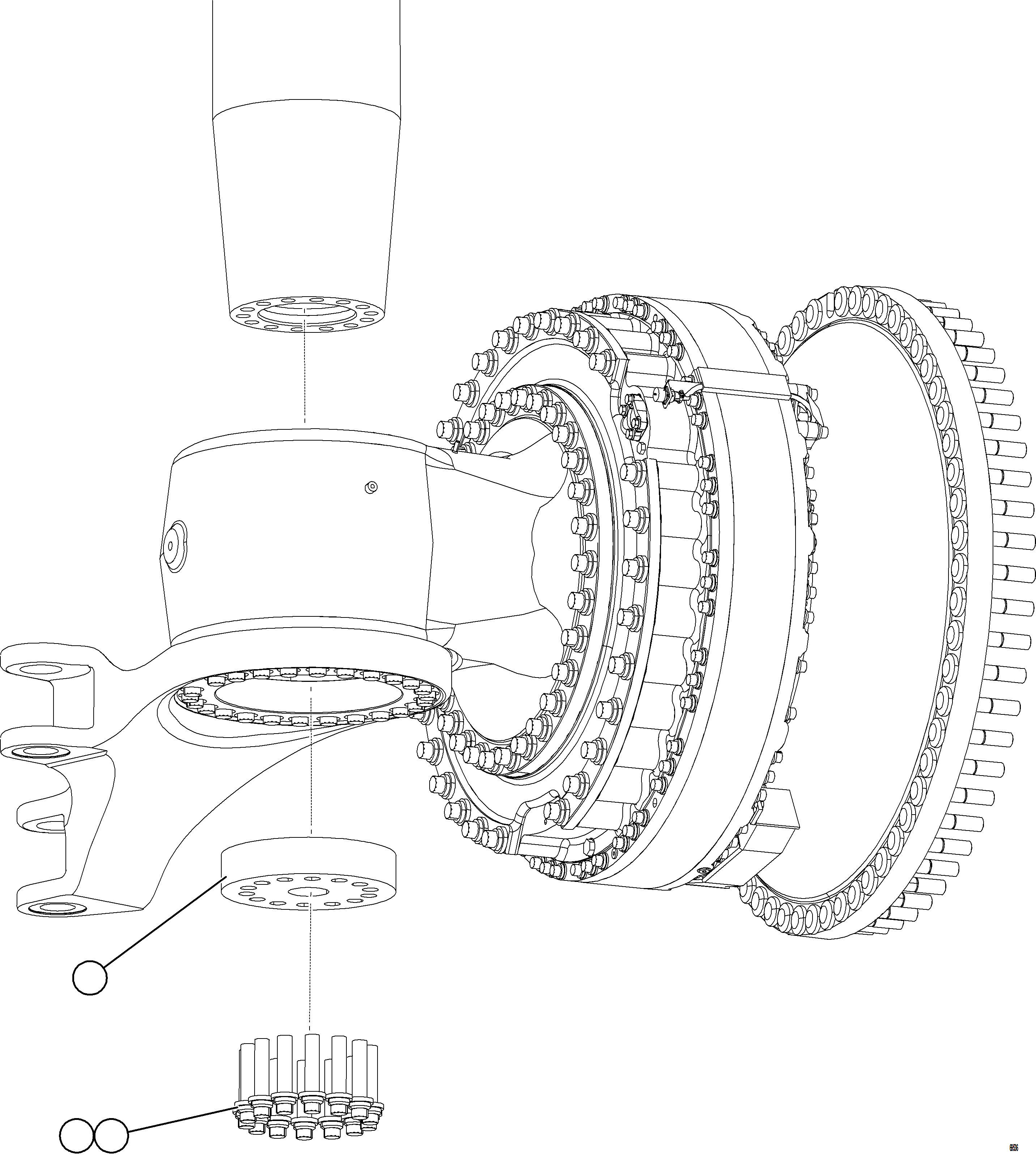 Komatsu parts book diagram for AFE78-AC 930E-5 S/N A40112, A40117, A40125  BLACKWATER: FRONT SUSPENSION INSTALLATION - STEERING ARM