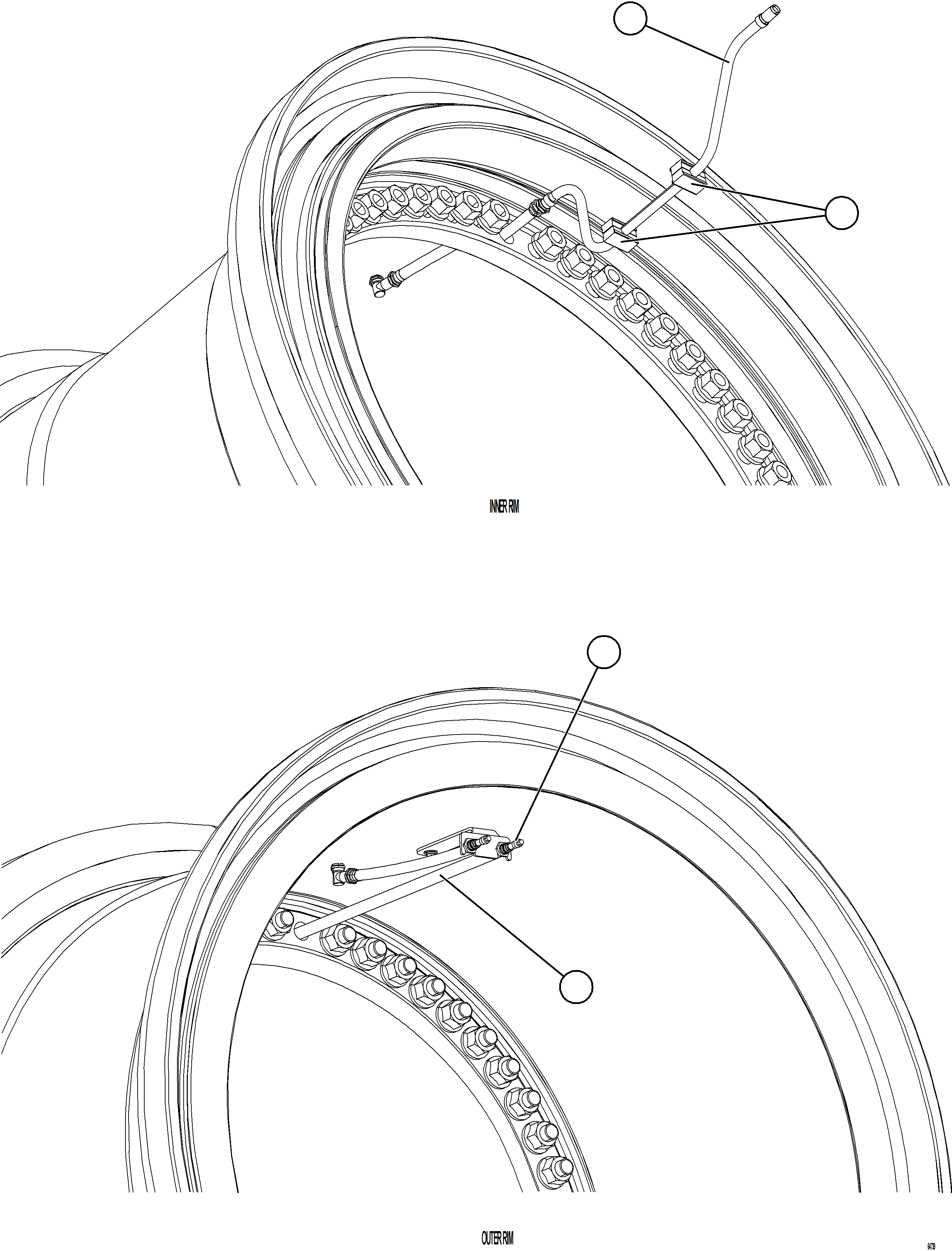 Komatsu parts book diagram for AFE78-AC 930E-5 S/N A40112, A40117, A40125  BLACKWATER: TIRE INFLATION COMPONENTS - REAR INNER EXTENSION