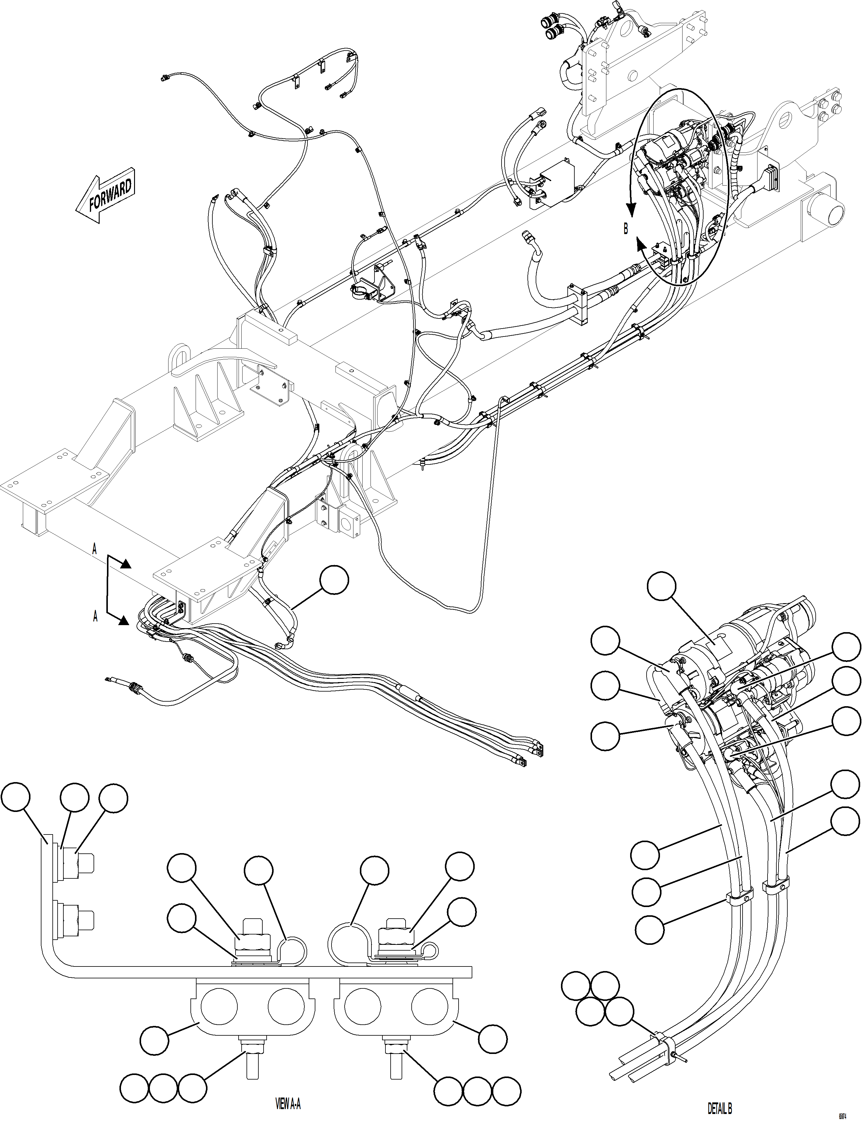 Komatsu parts book diagram for AFE78-AE 930E-5 S/N A40123 - A40124, A40126 - A40127  LOMAS BAYAS: CRANKING MOTOR WIRING    1/2