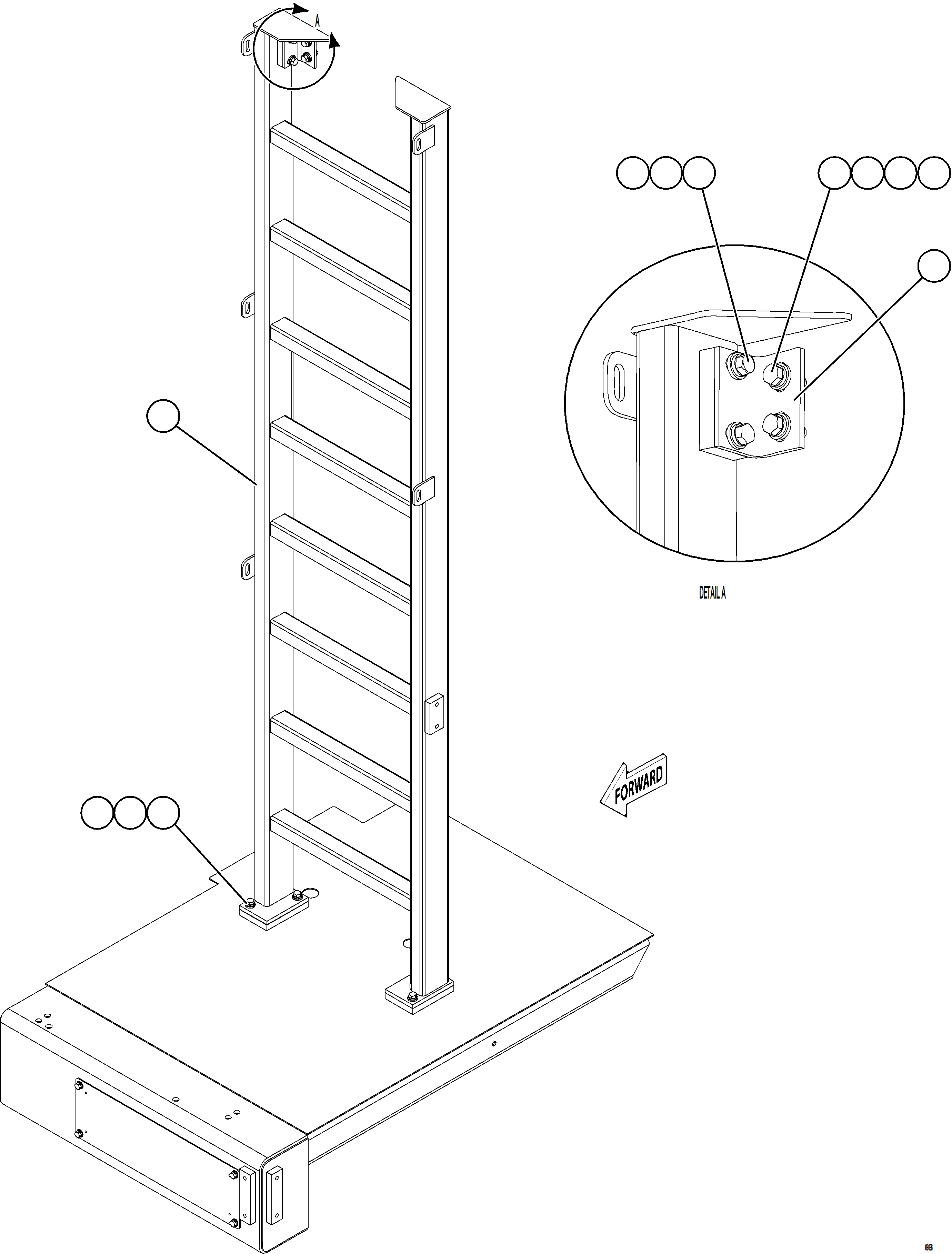 Komatsu parts book diagram for AFE78-AE 930E-5 S/N A40123 - A40124, A40126 - A40127  LOMAS BAYAS: LH EMERGENCY GATE & LADDER    2/2