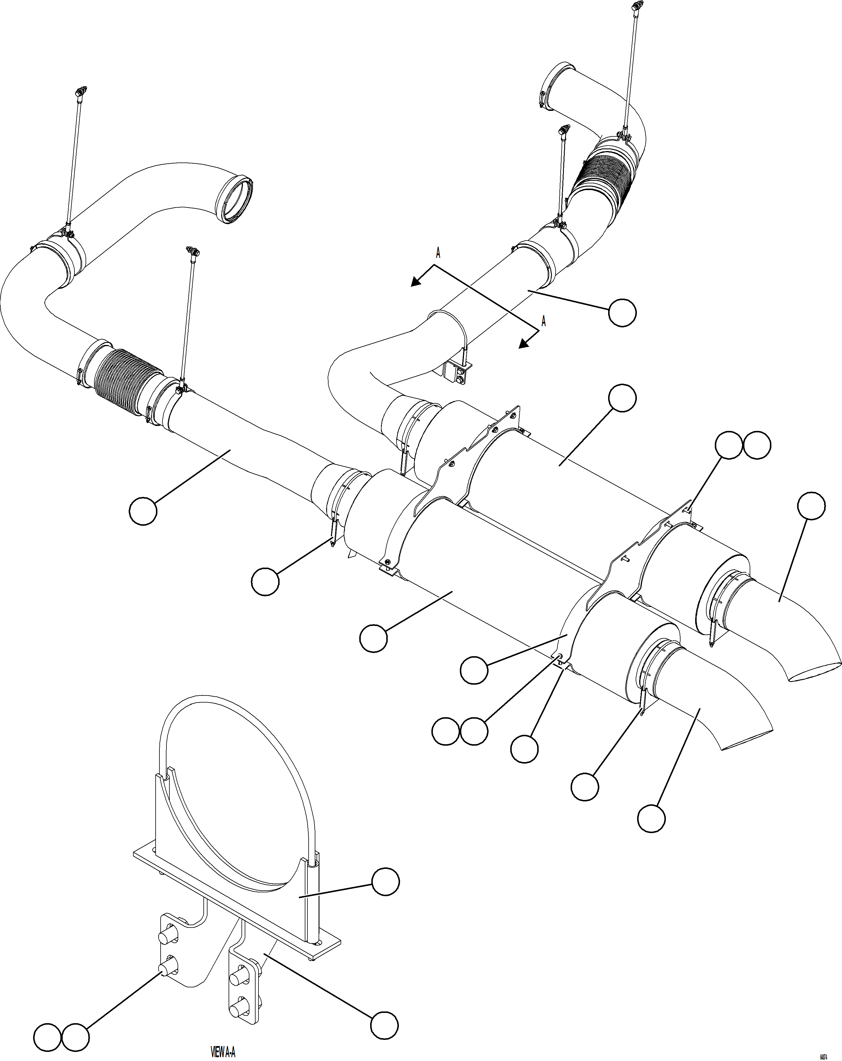 Komatsu parts book diagram for AFE78-AF 930E-5 S/N A40128 - A40129  LOMAS BAYAS: EXHAUST PIPING - REAR