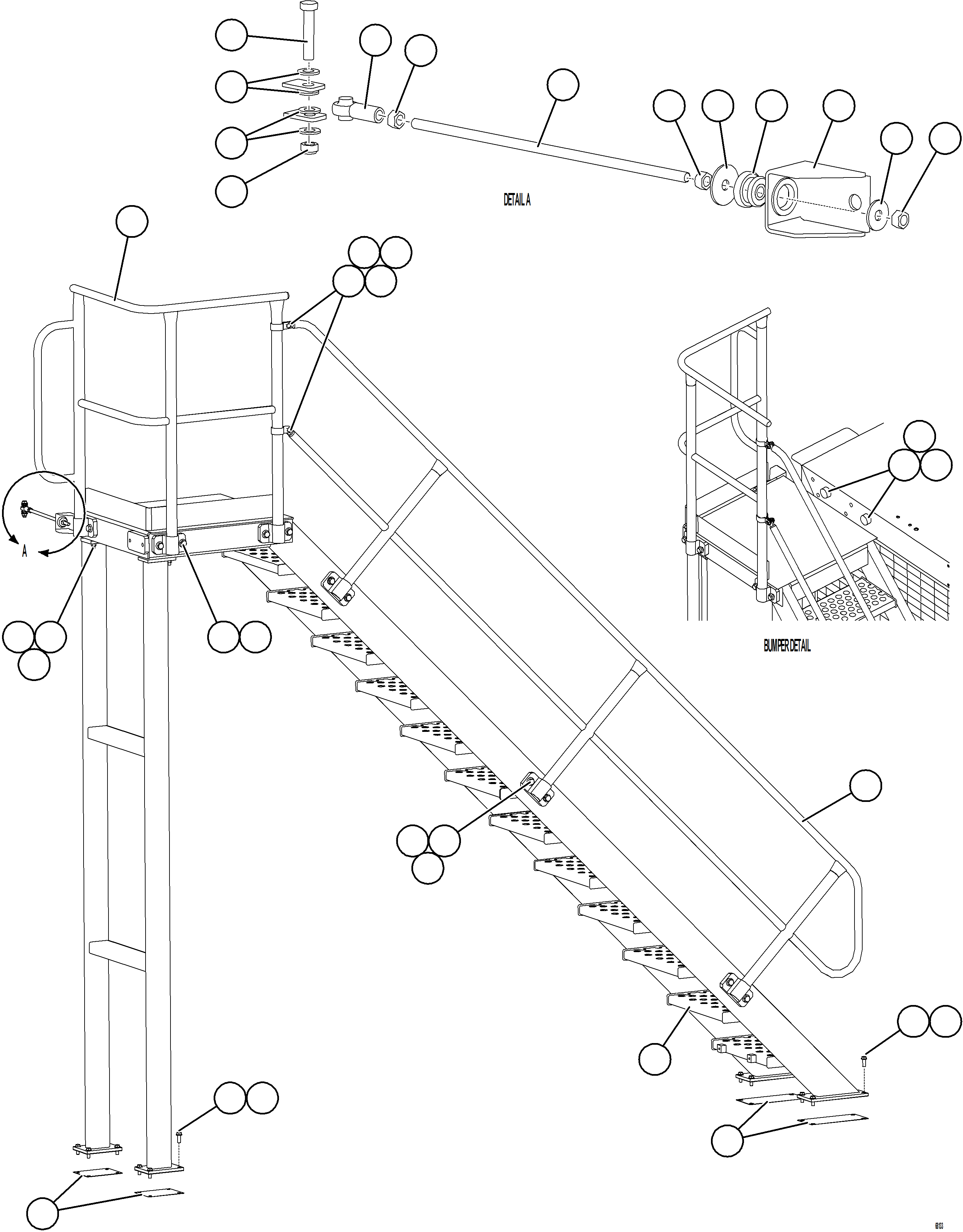 Komatsu parts book diagram for AFE78-AF 930E-5 S/N A40128 - A40129  LOMAS BAYAS: DIAGONAL LADDER INSTALLATION