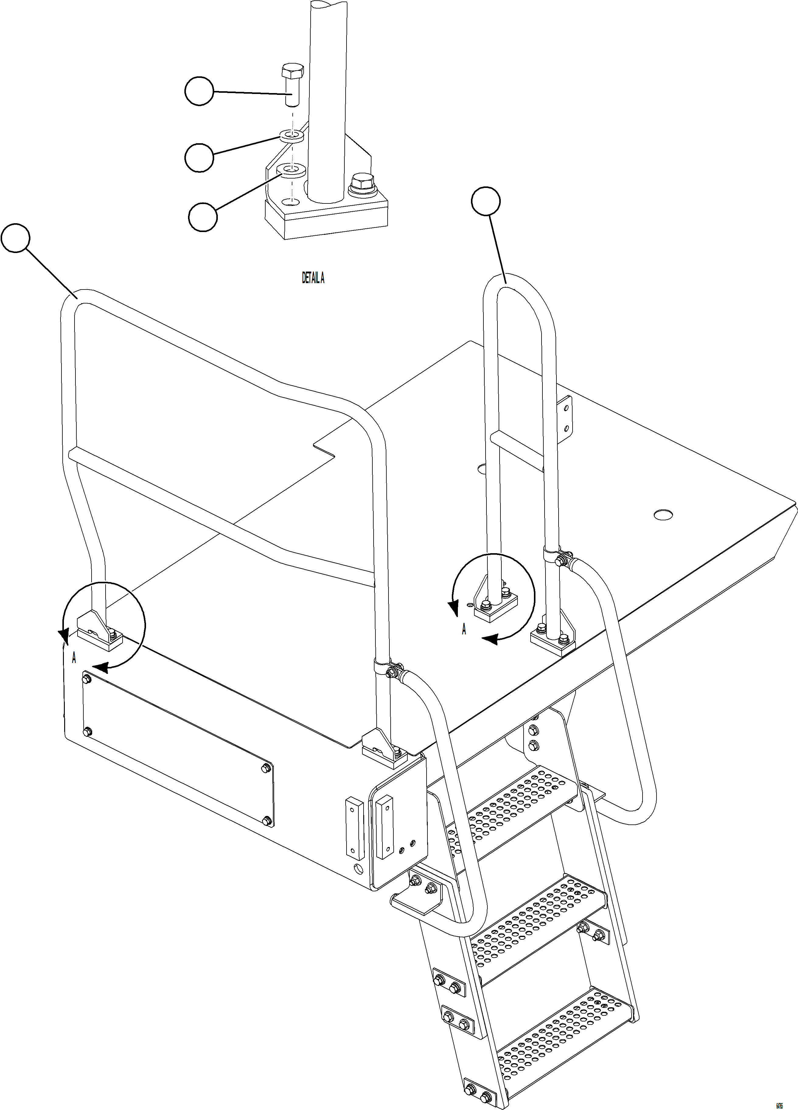 Komatsu parts book diagram for AFE78-AF 930E-5 S/N A40128 - A40129  LOMAS BAYAS: LH LOWER PLATFORM HANDRAILS