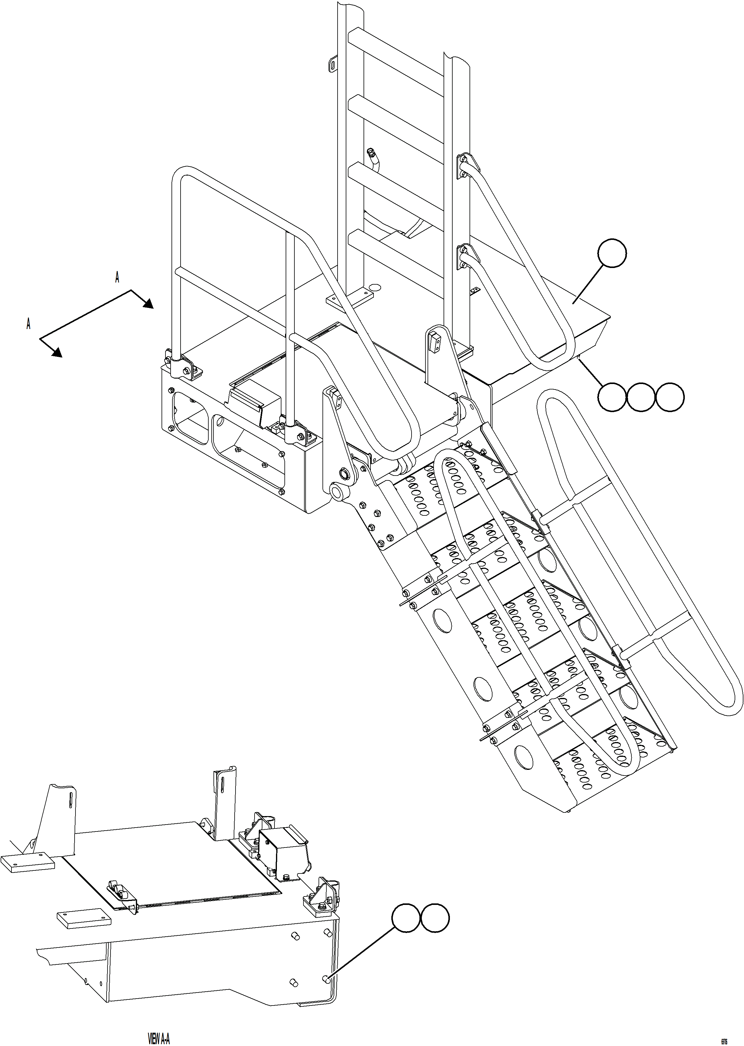 Komatsu parts book diagram for AFE78-AH 930E-5 S/N A40131 - A40132  THEISS: LH LOWER PLATFORM INSTALLATION