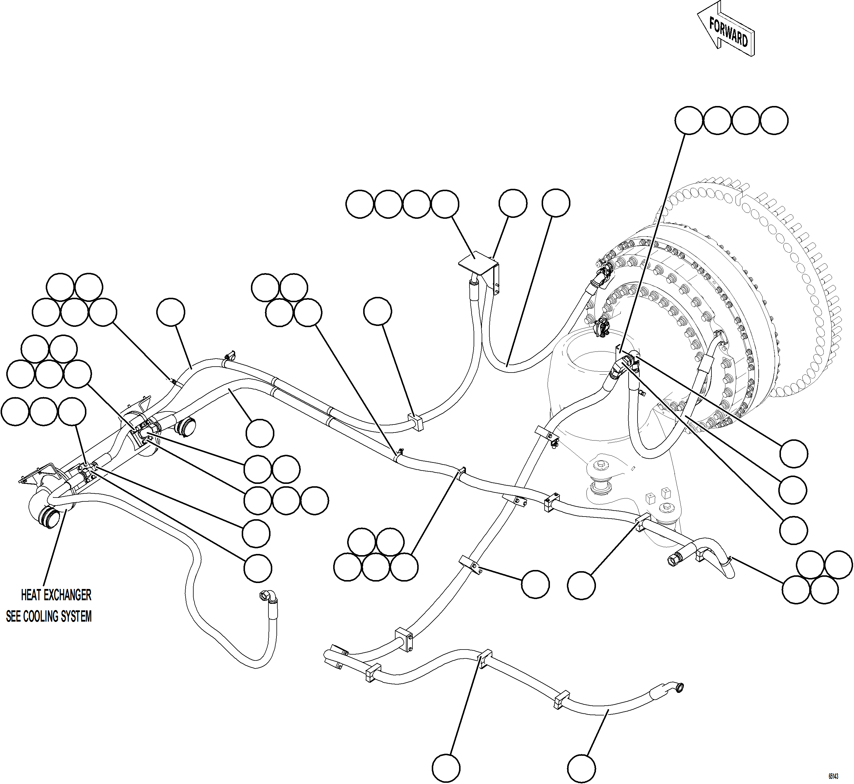 Komatsu parts book diagram for AFE78-AJ 930E-5 S/N A40133 - A40134  MARIGOLD: BRAKE COOLING PIPING - RIGHT FRONT