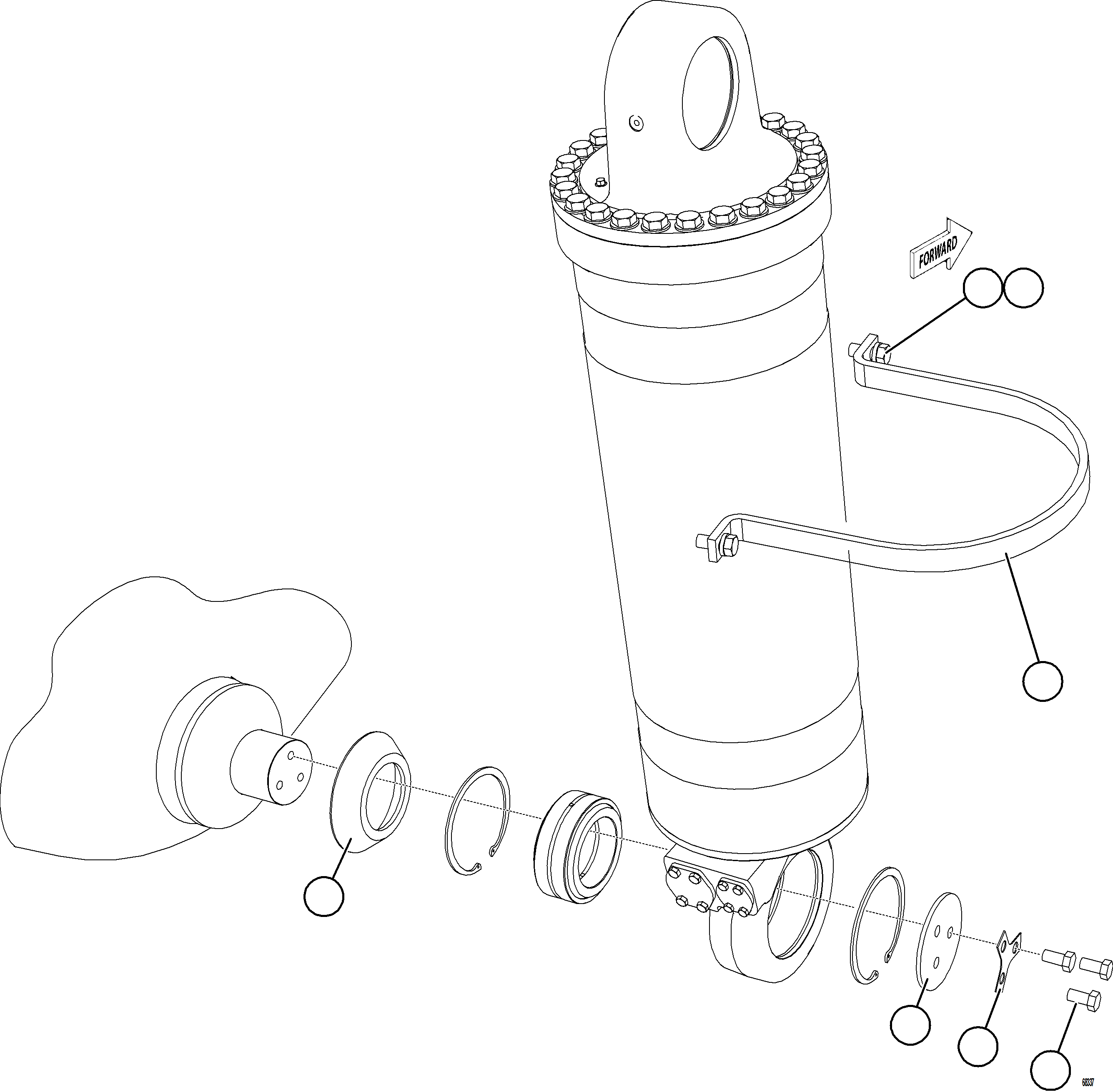 Komatsu parts book diagram for AFE78-AL 930E-5 S/N A40139 - A40140  MOGALAKWENA: HOIST CYLINDER INSTALLATION - BOTTOM