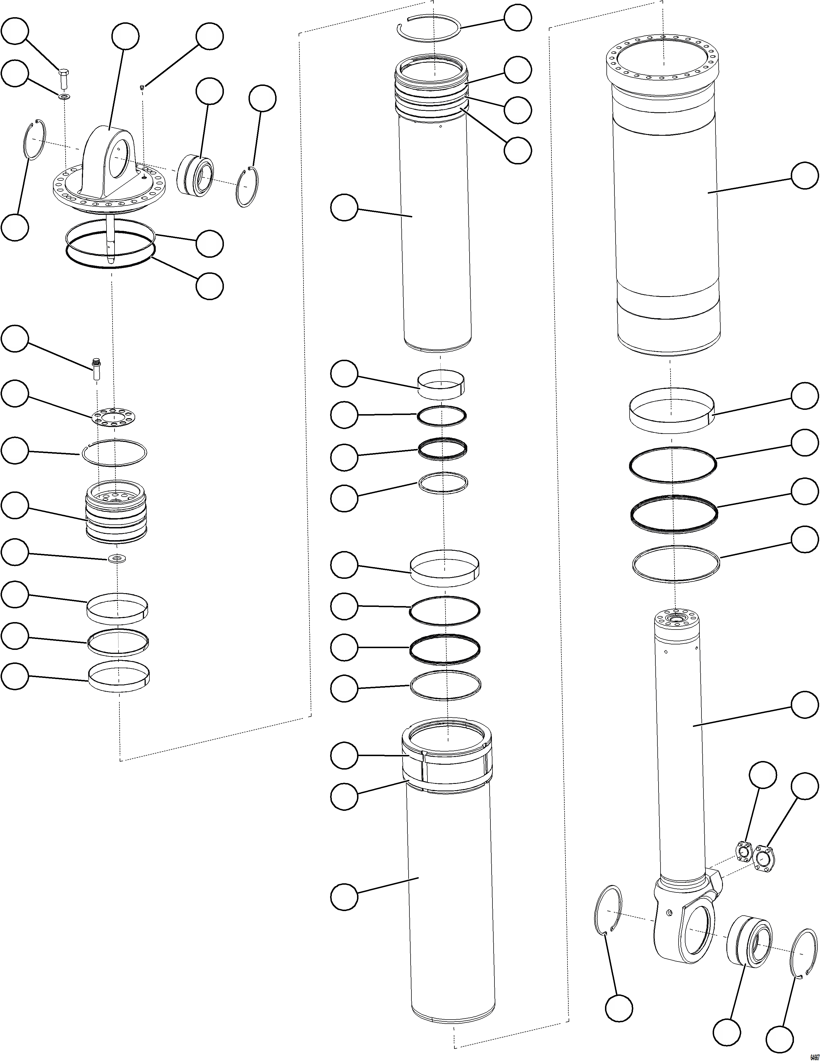 Komatsu parts book diagram for AFE78-AL 930E-5 S/N A40139 - A40140  MOGALAKWENA: HOIST CYLINDER ASSEMBLY W/BEARINGS    EM8376